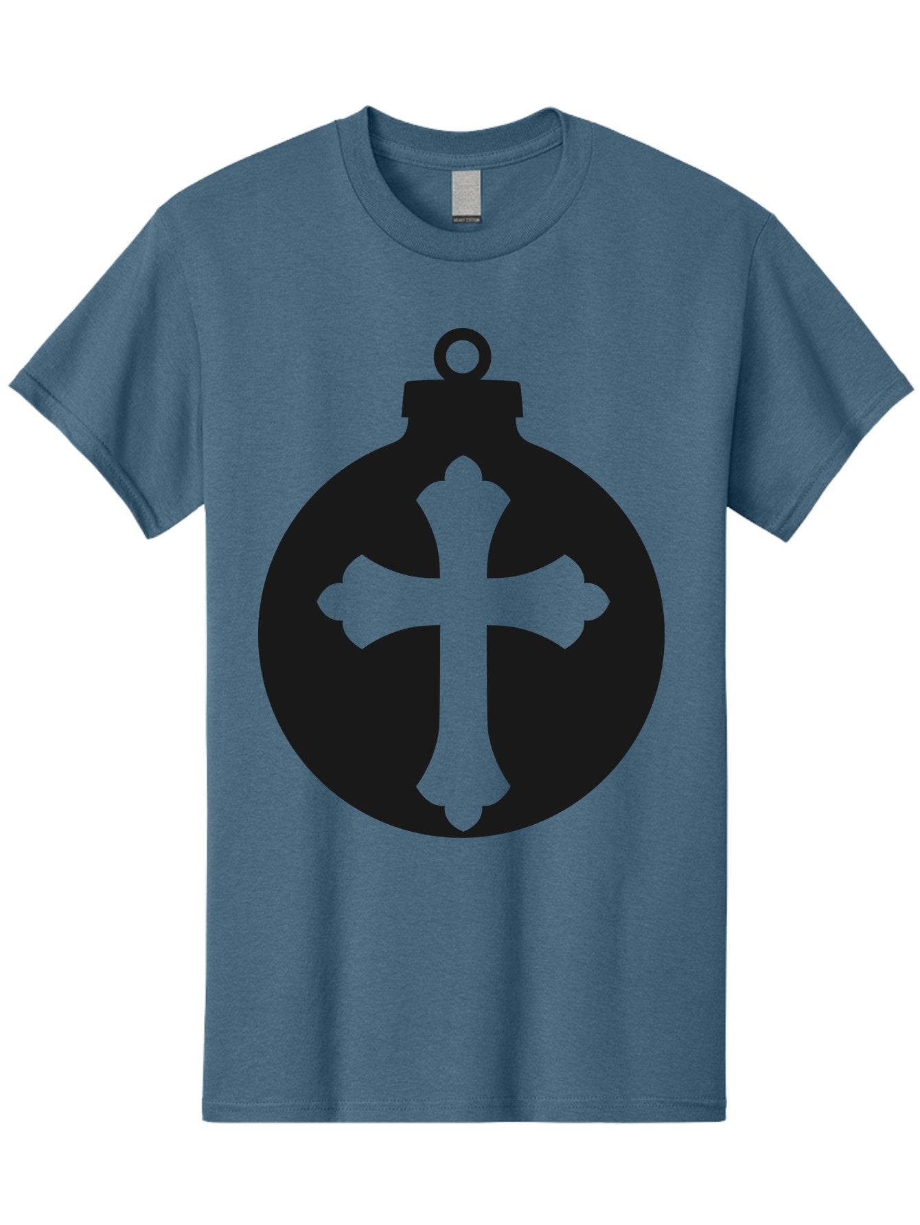 Cross-Ornament Men'S Graphic Tee, 100% Cotton, Comfortable Casual Summer Wear, Machine Washable, Christian Ornament, Cross Decoration, Holiday Symbol, Christmas Decoration, Faith Representation, Religious Icon, Symbolic Ornament Aac616