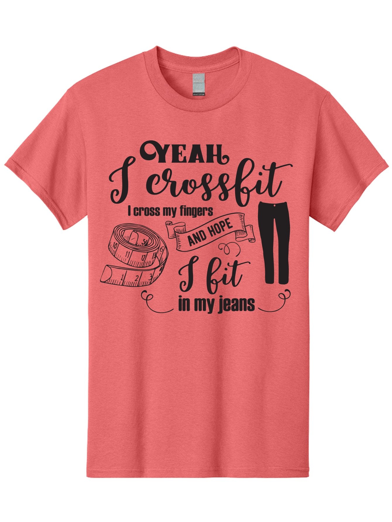 Crossfit-Jeans Men'S Graphic Tee, 100% Cotton, Comfortable Casual Summer Wear, Machine Washable, Crossfit Quote, Fitness Motivation, Weight Loss, Jeans, Measuring Tape, Funny Workout Saying, Gym Humor, Fitness Goals, Workout Inspiration Aac618 13