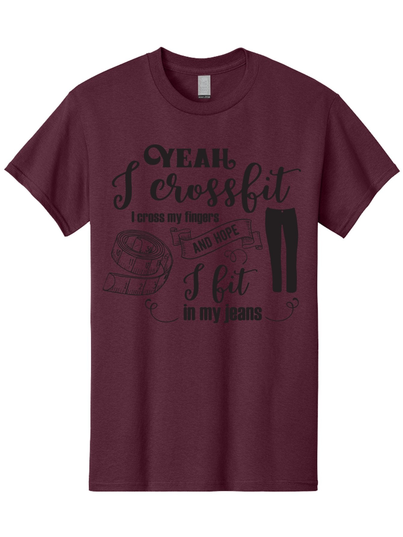 Crossfit-Jeans Men'S Graphic Tee, 100% Cotton, Comfortable Casual Summer Wear, Machine Washable, Crossfit Quote, Fitness Motivation, Weight Loss, Jeans, Measuring Tape, Funny Workout Saying, Gym Humor, Fitness Goals, Workout Inspiration Aac618 11