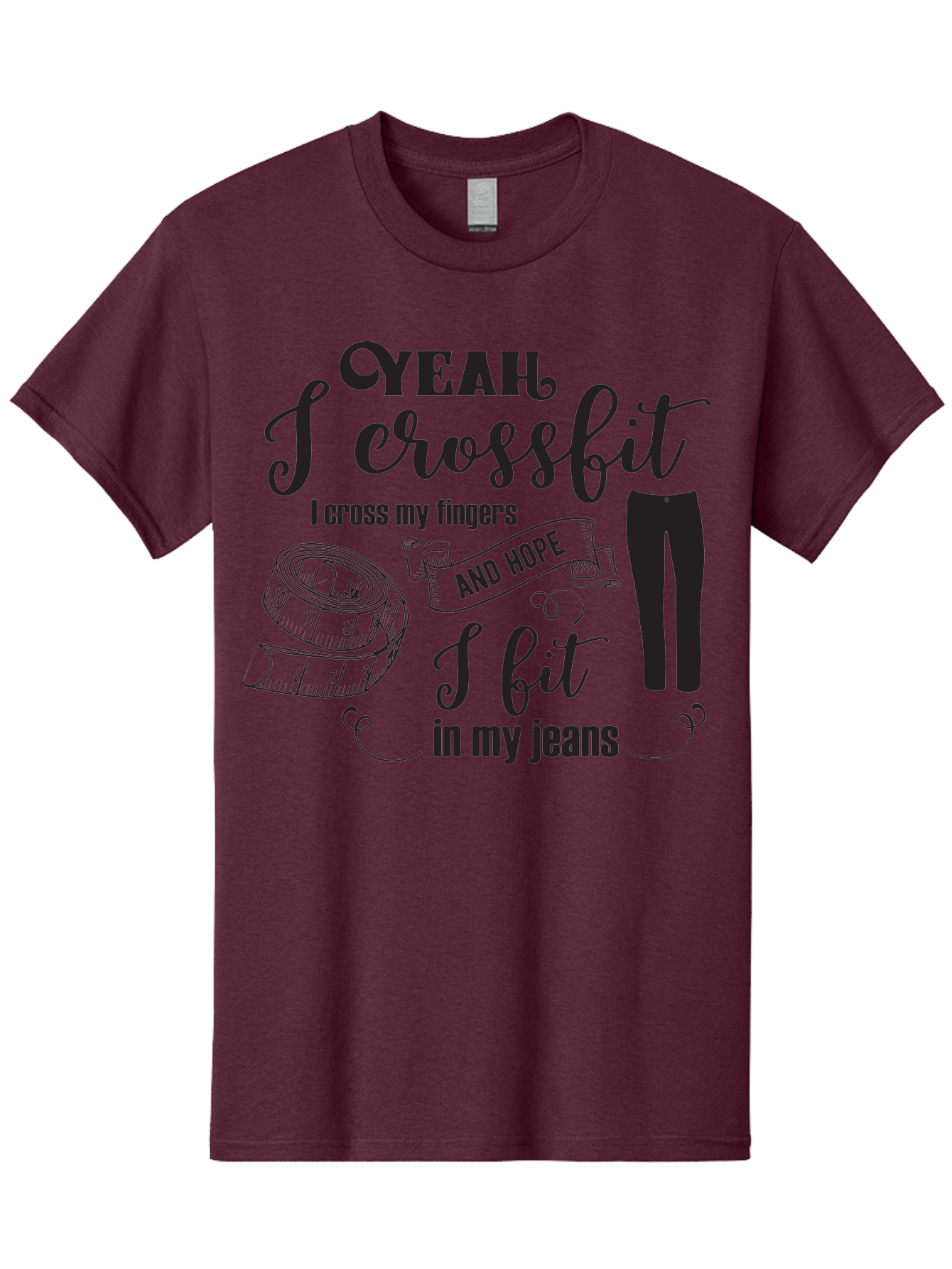 Crossfit-Jeans Men'S Graphic Tee, 100% Cotton, Comfortable Casual Summer Wear, Machine Washable, Crossfit Quote, Fitness Motivation, Weight Loss, Jeans, Measuring Tape, Funny Workout Saying, Gym Humor, Fitness Goals, Workout Inspiration Aac618 7