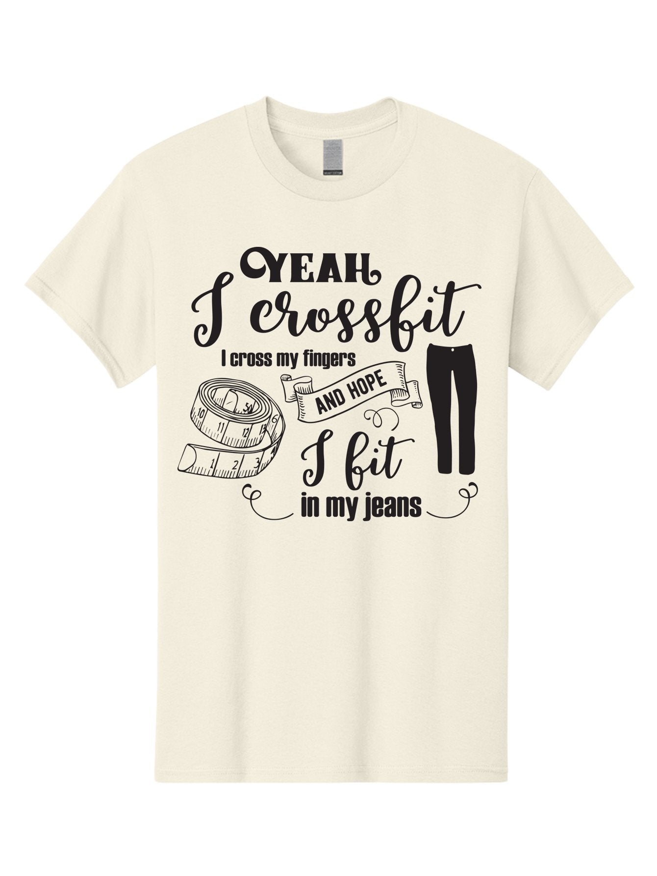 Crossfit-Jeans Men'S Graphic Tee, 100% Cotton, Comfortable Casual Summer Wear, Machine Washable, Crossfit Quote, Fitness Motivation, Weight Loss, Jeans, Measuring Tape, Funny Workout Saying, Gym Humor, Fitness Goals, Workout Inspiration Aac618 7