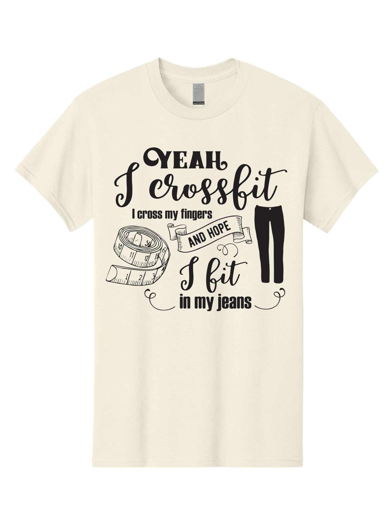 Crossfit-Jeans Men'S Graphic Tee, 100% Cotton, Comfortable Casual Summer Wear, Machine Washable, Crossfit Quote, Fitness Motivation, Weight Loss, Jeans, Measuring Tape, Funny Workout Saying, Gym Humor, Fitness Goals, Workout Inspiration Aac618 25