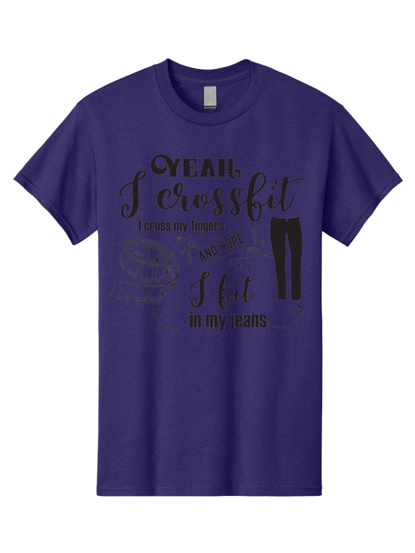Crossfit-Jeans Men'S Graphic Tee, 100% Cotton, Comfortable Casual Summer Wear, Machine Washable, Crossfit Quote, Fitness Motivation, Weight Loss, Jeans, Measuring Tape, Funny Workout Saying, Gym Humor, Fitness Goals, Workout Inspiration Aac618 13