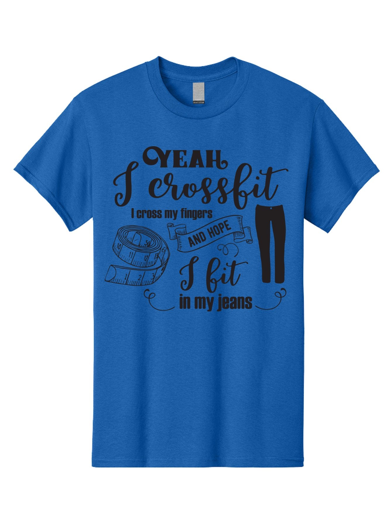 Crossfit-Jeans Men'S Graphic Tee, 100% Cotton, Comfortable Casual Summer Wear, Machine Washable, Crossfit Quote, Fitness Motivation, Weight Loss, Jeans, Measuring Tape, Funny Workout Saying, Gym Humor, Fitness Goals, Workout Inspiration Aac618 15