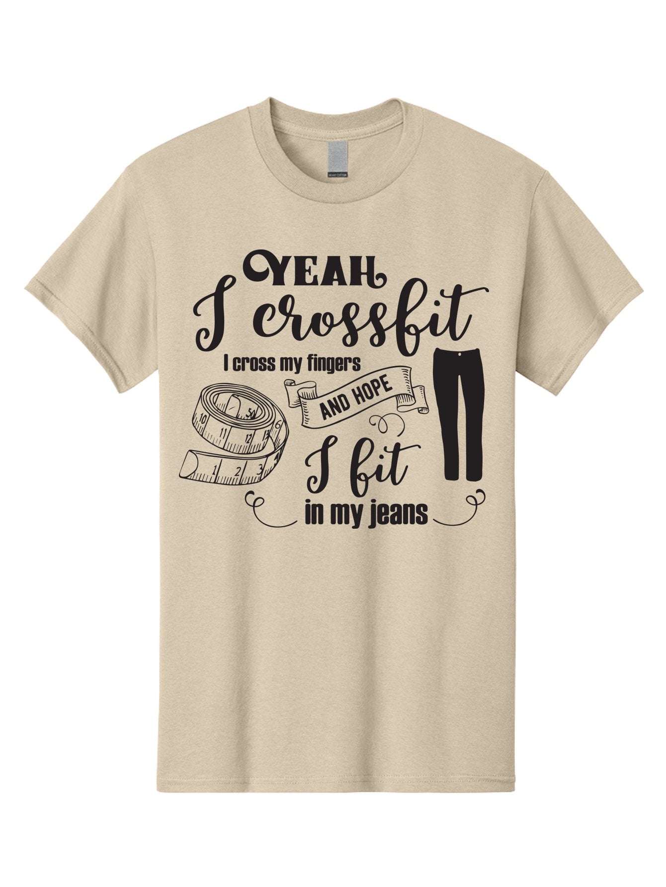 Crossfit-Jeans Men'S Graphic Tee, 100% Cotton, Comfortable Casual Summer Wear, Machine Washable, Crossfit Quote, Fitness Motivation, Weight Loss, Jeans, Measuring Tape, Funny Workout Saying, Gym Humor, Fitness Goals, Workout Inspiration Aac618 14