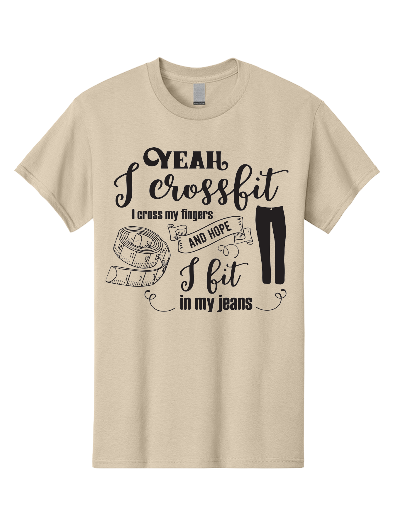 Crossfit-Jeans Men'S Graphic Tee, 100% Cotton, Comfortable Casual Summer Wear, Machine Washable, Crossfit Quote, Fitness Motivation, Weight Loss, Jeans, Measuring Tape, Funny Workout Saying, Gym Humor, Fitness Goals, Workout Inspiration Aac618 3