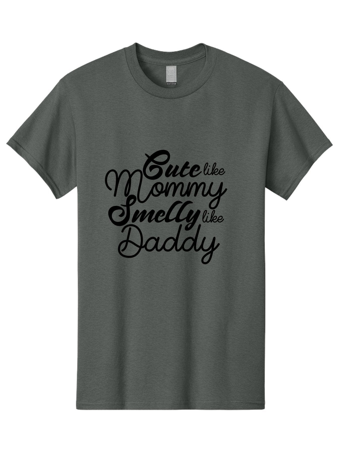 Cute-Like-Mommy-Smelly-Like-Daddy Men'S Graphic Tee, 100% Cotton, Comfortable Casual Summer Wear, Machine Washable, Funny Quotes, Baby Humor, Mommy Daddy Quote, Cute Baby Saying, Humorous Design, Playful Typography, Funny Baby Graphics, Aac619 5