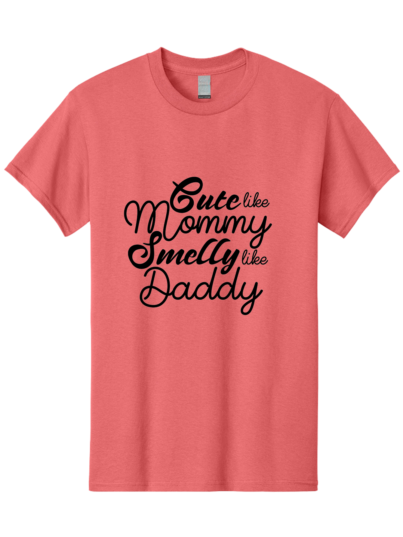 Cute-Like-Mommy-Smelly-Like-Daddy Men'S Graphic Tee, 100% Cotton, Comfortable Casual Summer Wear, Machine Washable, Funny Quotes, Baby Humor, Mommy Daddy Quote, Cute Baby Saying, Humorous Design, Playful Typography, Funny Baby Graphics, Aac619 27
