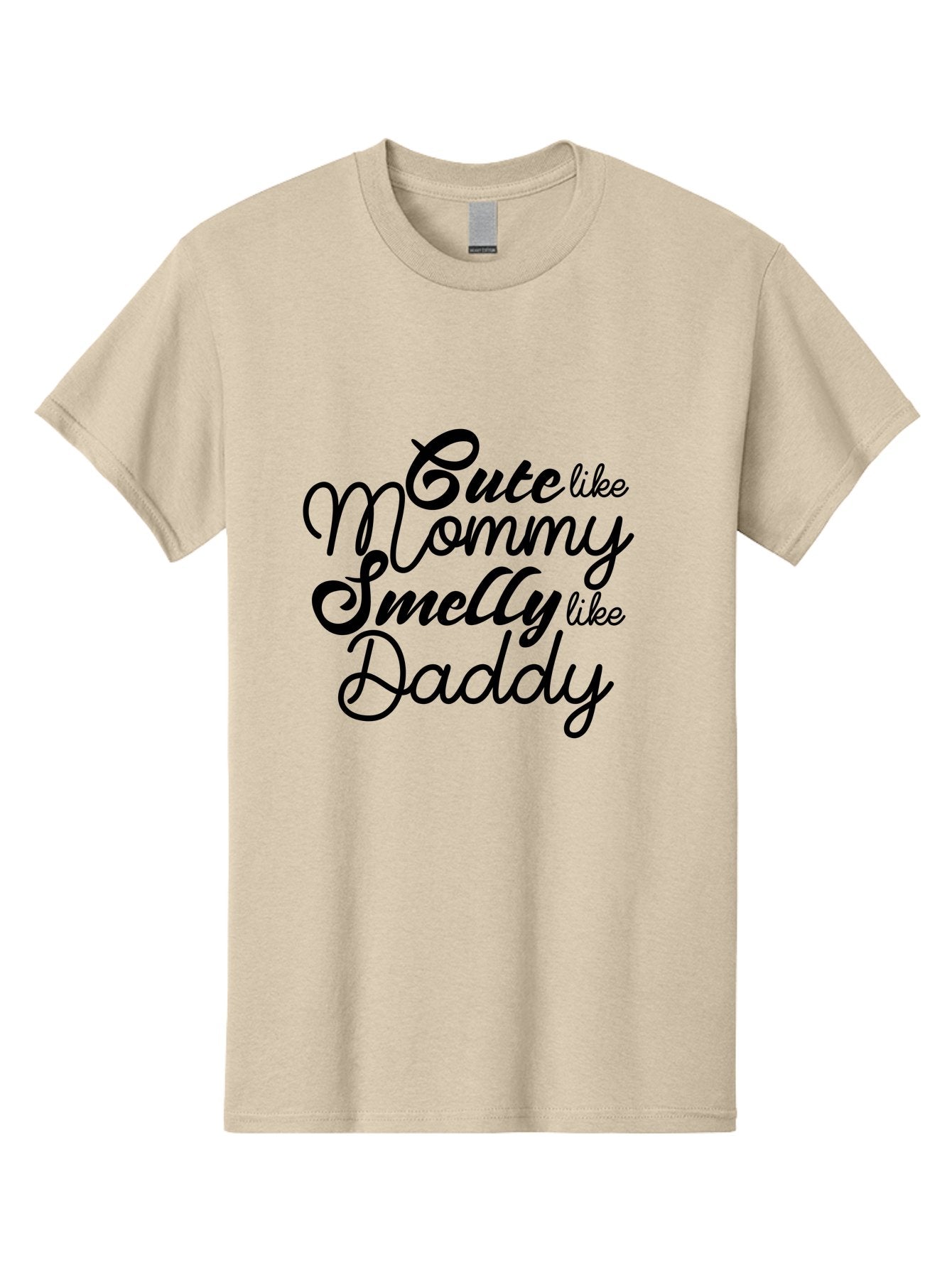 Cute-Like-Mommy-Smelly-Like-Daddy Men'S Graphic Tee, 100% Cotton, Comfortable Casual Summer Wear, Machine Washable, Funny Quotes, Baby Humor, Mommy Daddy Quote, Cute Baby Saying, Humorous Design, Playful Typography, Funny Baby Graphics, Aac619 12
