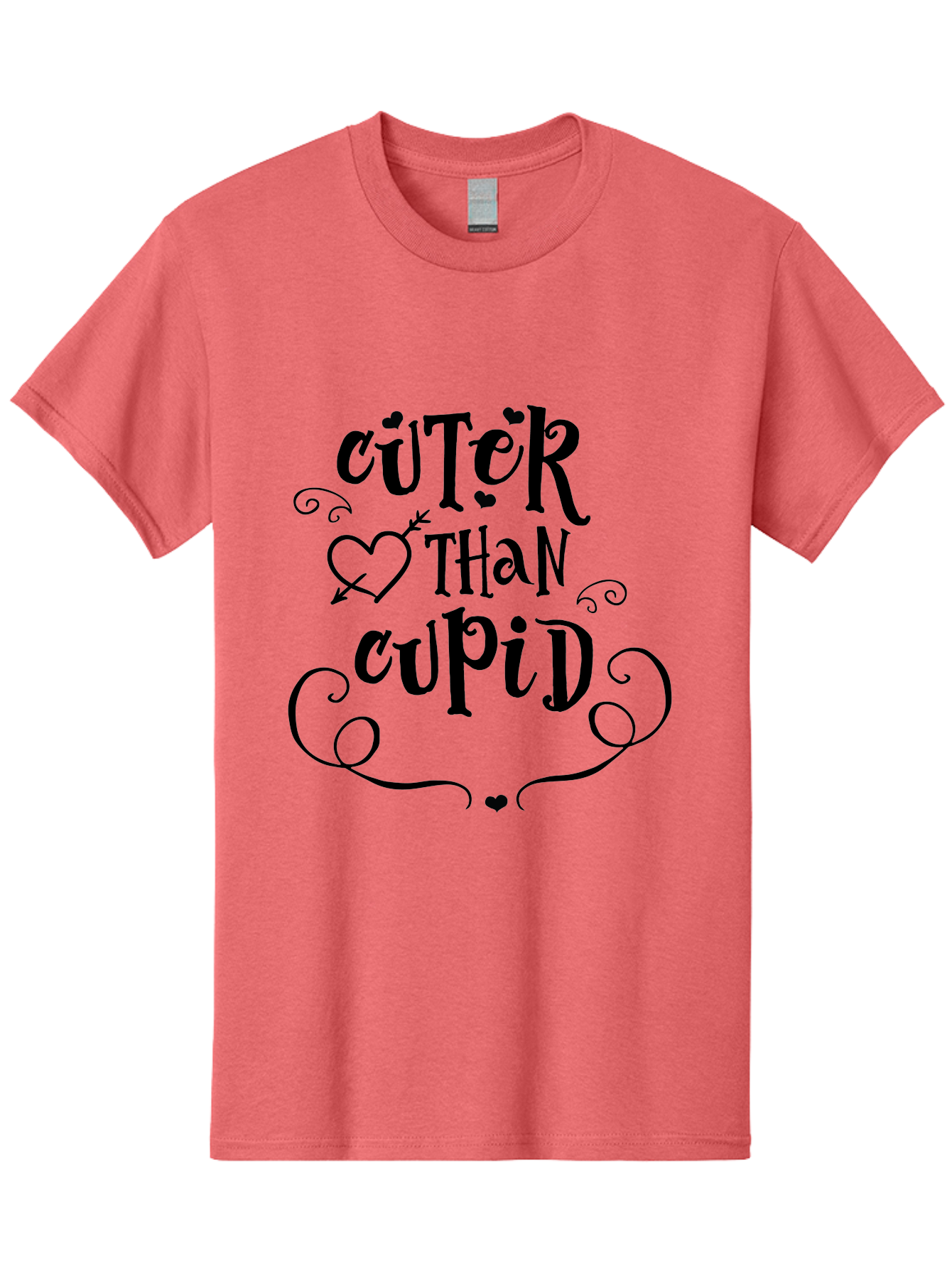 Cuter-Than-Cupid Men'S Graphic Tee, 100% Cotton, Comfortable Casual Summer Wear, Machine Washable, Cute Quotes, Valentine'S Day, Love Messages, Heart Designs, Cupid Theme, Typography Art, Romantic Phrases, Adorable Sayings, Whimsical Fonts Aac620 25