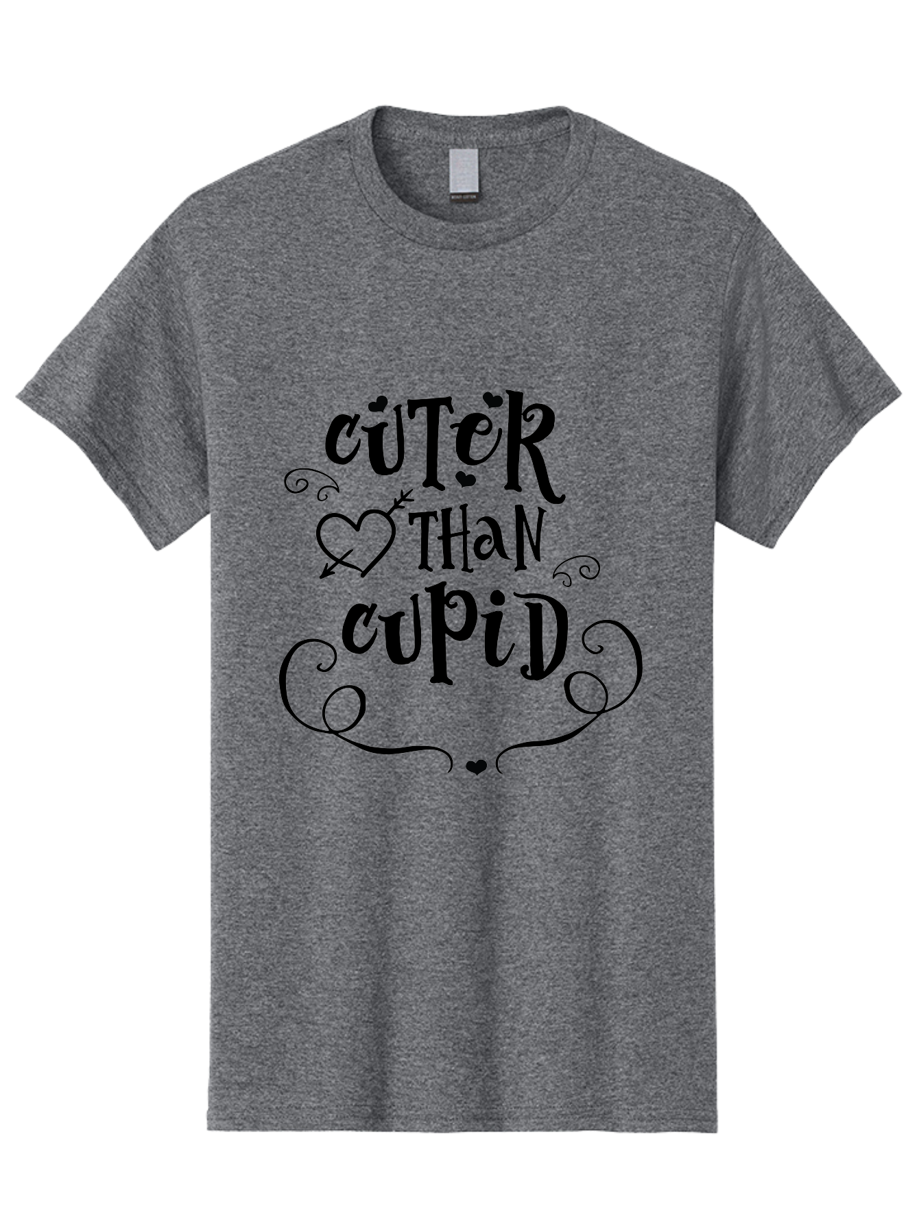 Cuter-Than-Cupid Men'S Graphic Tee, 100% Cotton, Comfortable Casual Summer Wear, Machine Washable, Cute Quotes, Valentine'S Day, Love Messages, Heart Designs, Cupid Theme, Typography Art, Romantic Phrases, Adorable Sayings, Whimsical Fonts Aac620 11