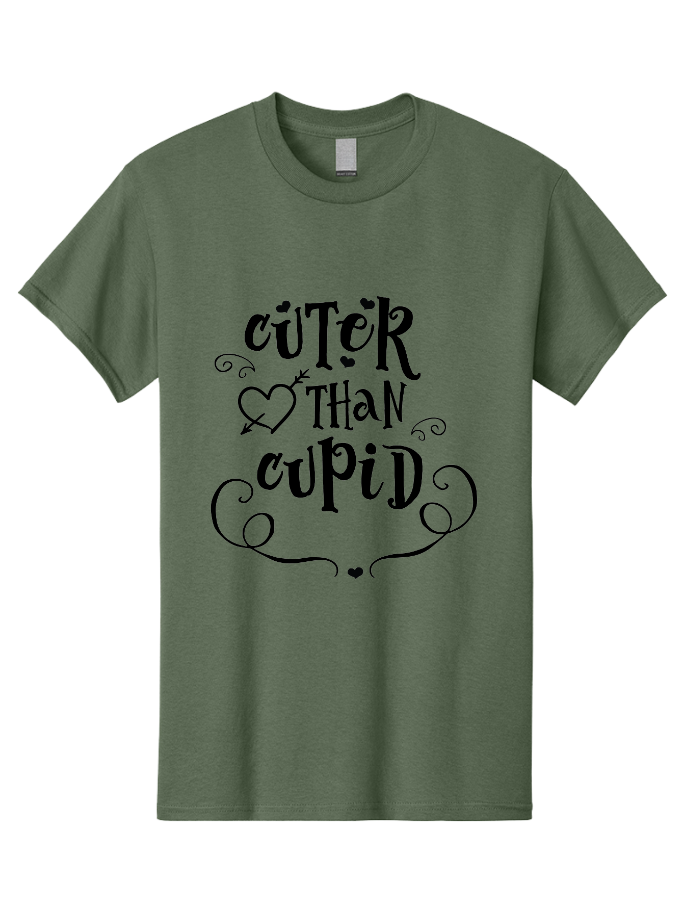 Cuter-Than-Cupid Men'S Graphic Tee, 100% Cotton, Comfortable Casual Summer Wear, Machine Washable, Cute Quotes, Valentine'S Day, Love Messages, Heart Designs, Cupid Theme, Typography Art, Romantic Phrases, Adorable Sayings, Whimsical Fonts Aac620 21