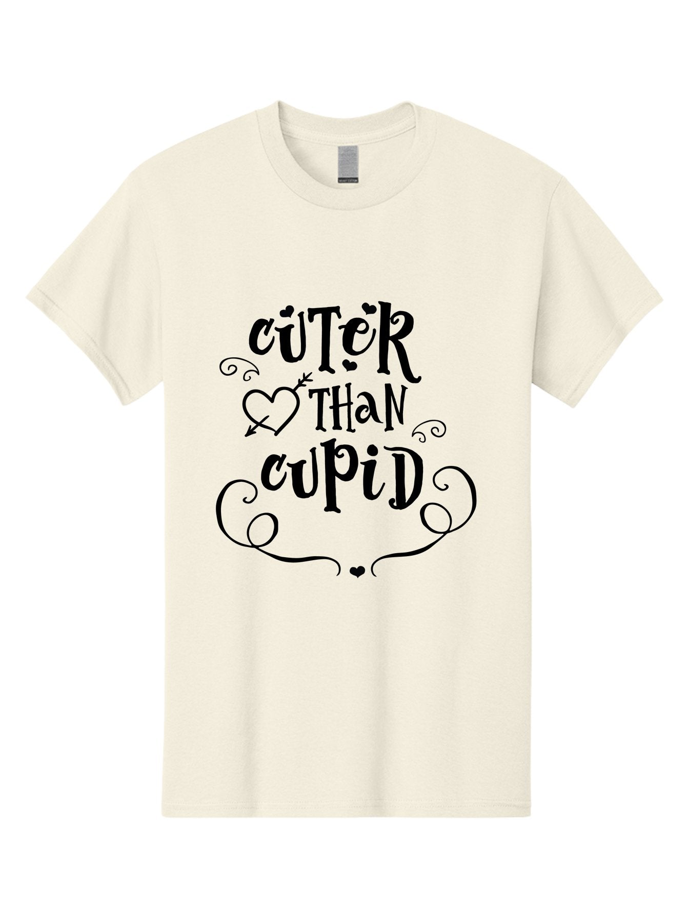 Cuter-Than-Cupid Men'S Graphic Tee, 100% Cotton, Comfortable Casual Summer Wear, Machine Washable, Cute Quotes, Valentine'S Day, Love Messages, Heart Designs, Cupid Theme, Typography Art, Romantic Phrases, Adorable Sayings, Whimsical Fonts Aac620 15