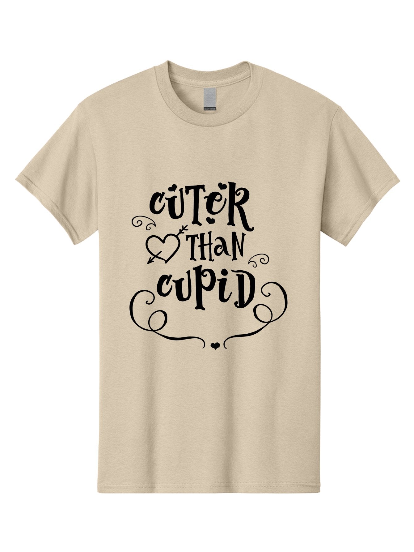 Cuter-Than-Cupid Men'S Graphic Tee, 100% Cotton, Comfortable Casual Summer Wear, Machine Washable, Cute Quotes, Valentine'S Day, Love Messages, Heart Designs, Cupid Theme, Typography Art, Romantic Phrases, Adorable Sayings, Whimsical Fonts Aac620 14