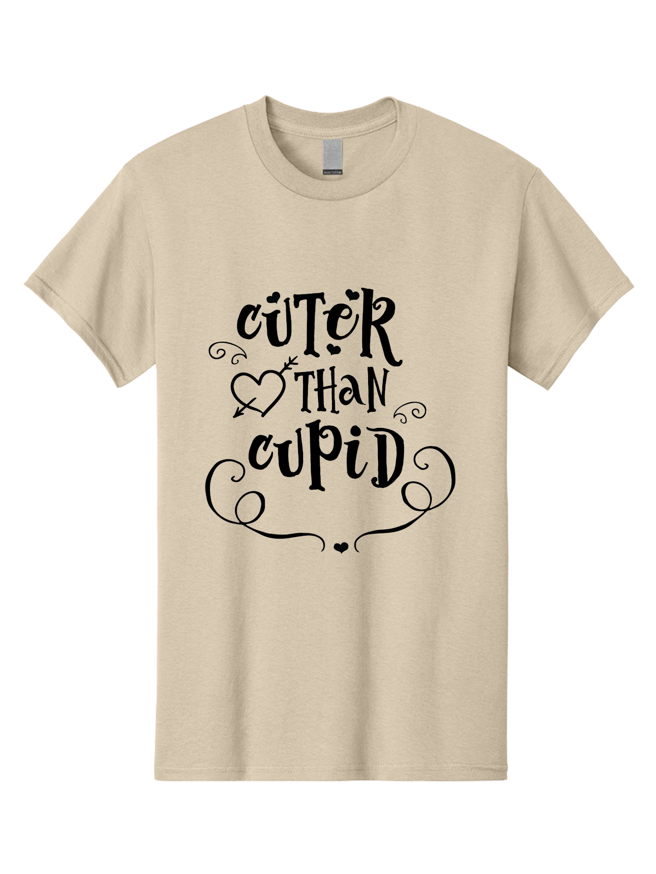 Cuter-Than-Cupid Men'S Graphic Tee, 100% Cotton, Comfortable Casual Summer Wear, Machine Washable, Cute Quotes, Valentine'S Day, Love Messages, Heart Designs, Cupid Theme, Typography Art, Romantic Phrases, Adorable Sayings, Whimsical Fonts Aac620 3