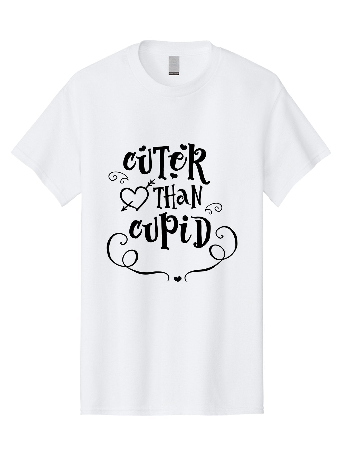 Cuter-Than-Cupid Men'S Graphic Tee, 100% Cotton, Comfortable Casual Summer Wear, Machine Washable, Cute Quotes, Valentine'S Day, Love Messages, Heart Designs, Cupid Theme, Typography Art, Romantic Phrases, Adorable Sayings, Whimsical Fonts Aac620 4