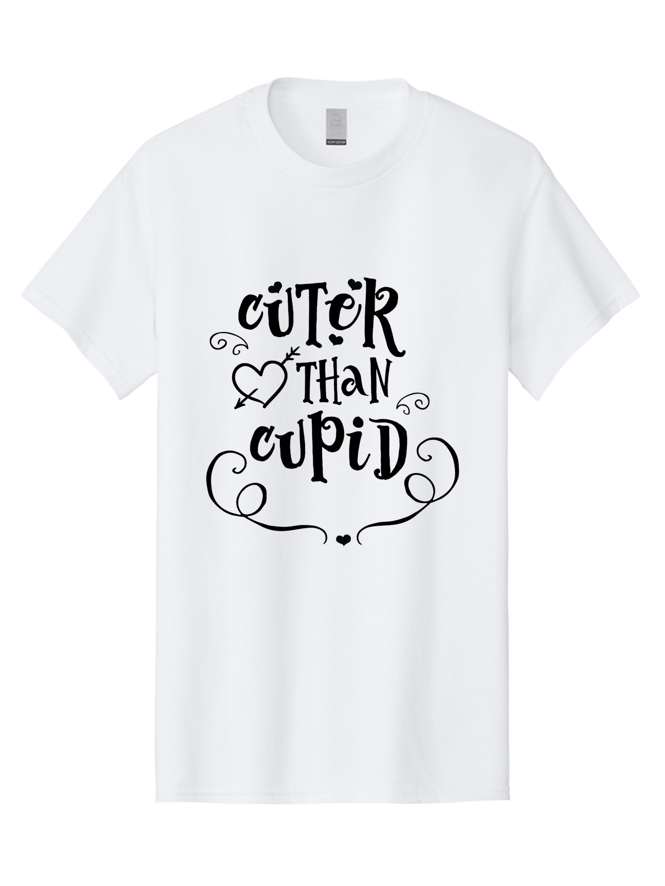 Cuter-Than-Cupid Men'S Graphic Tee, 100% Cotton, Comfortable Casual Summer Wear, Machine Washable, Cute Quotes, Valentine'S Day, Love Messages, Heart Designs, Cupid Theme, Typography Art, Romantic Phrases, Adorable Sayings, Whimsical Fonts Aac620 23