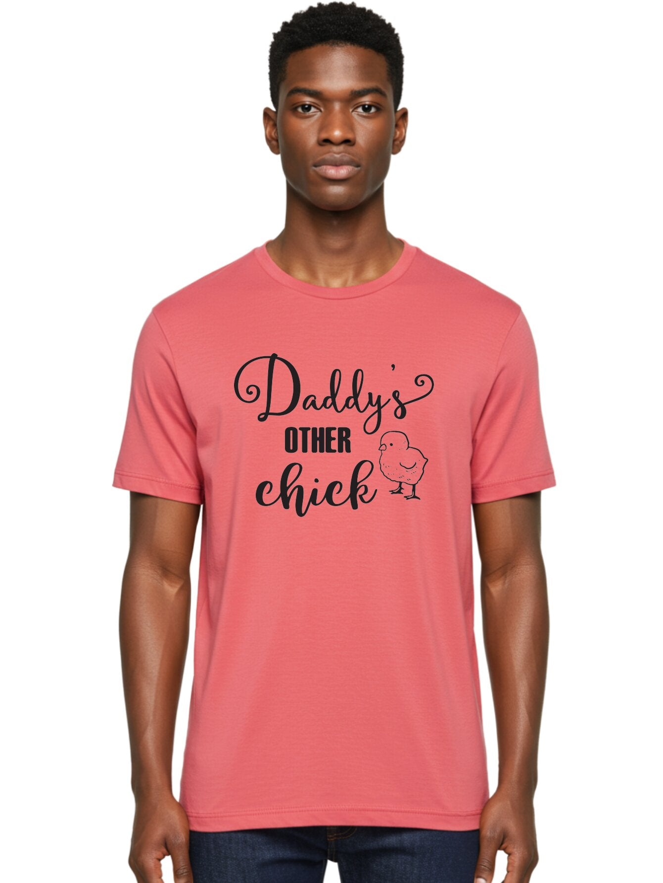 Daddy-S-Other-Chick Men'S Graphic Tee, 100% Cotton, Comfortable Casual Summer Wear, Machine Washable, Funny Quote, Cute Chick, Playful Text, Daddy'S Girl, Humorous Saying, Sweet Chick Illustration, Father'S Day Gift Aac623 25