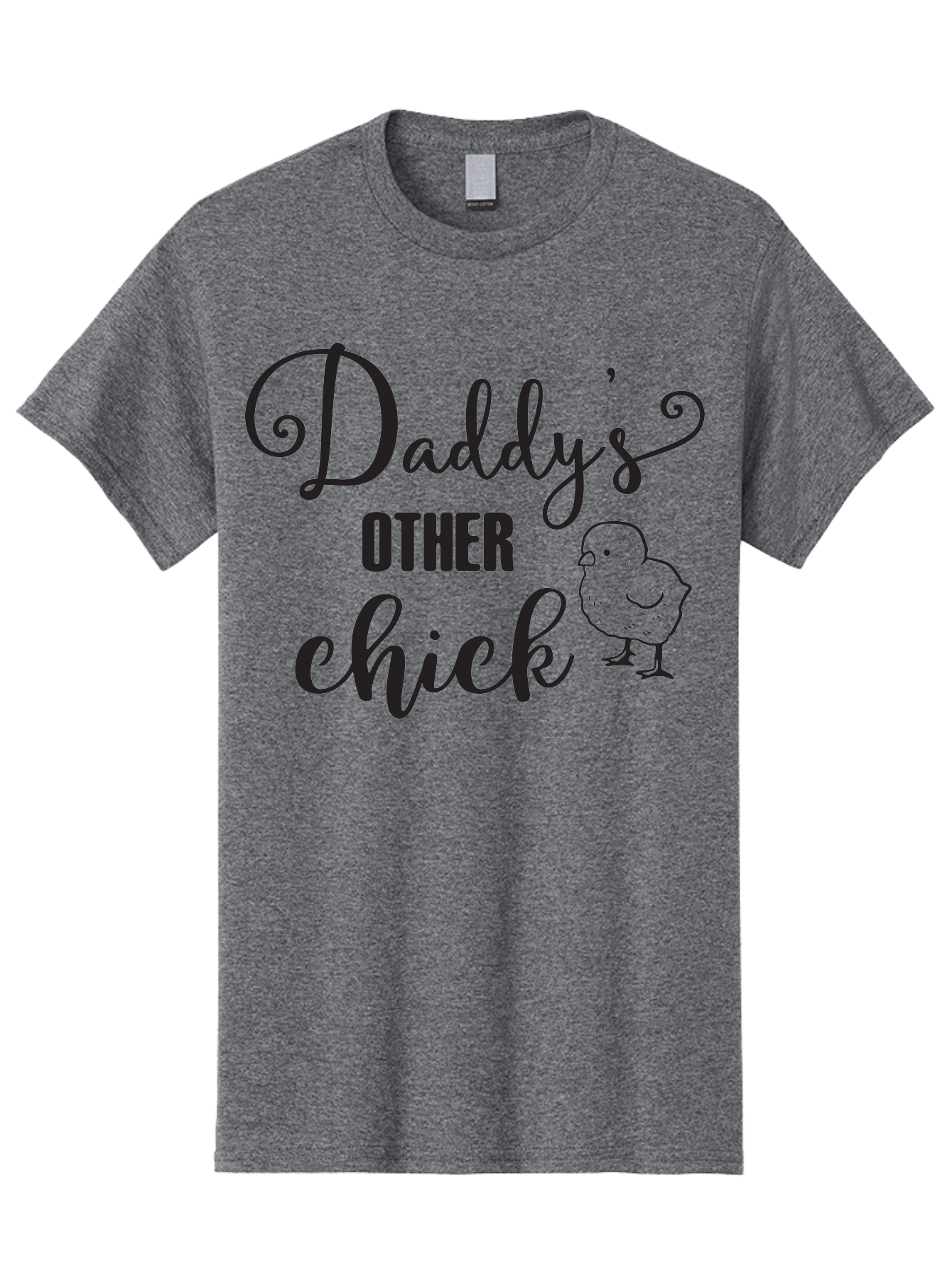 Daddy-S-Other-Chick Men'S Graphic Tee, 100% Cotton, Comfortable Casual Summer Wear, Machine Washable, Funny Quote, Cute Chick, Playful Text, Daddy'S Girl, Humorous Saying, Sweet Chick Illustration, Father'S Day Gift Aac623