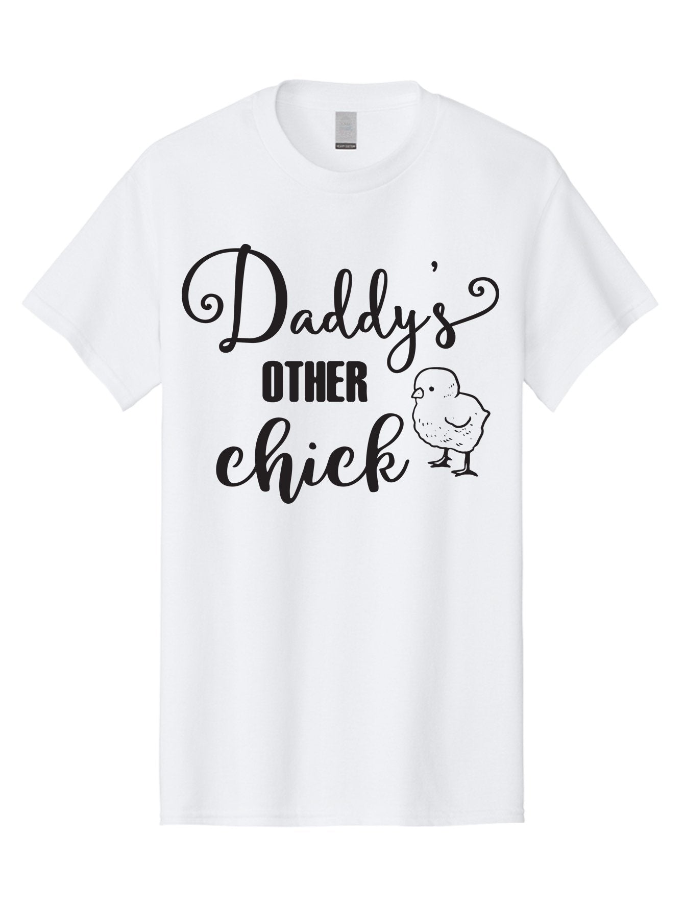 Daddy-S-Other-Chick Men'S Graphic Tee, 100% Cotton, Comfortable Casual Summer Wear, Machine Washable, Funny Quote, Cute Chick, Playful Text, Daddy'S Girl, Humorous Saying, Sweet Chick Illustration, Father'S Day Gift Aac623 3