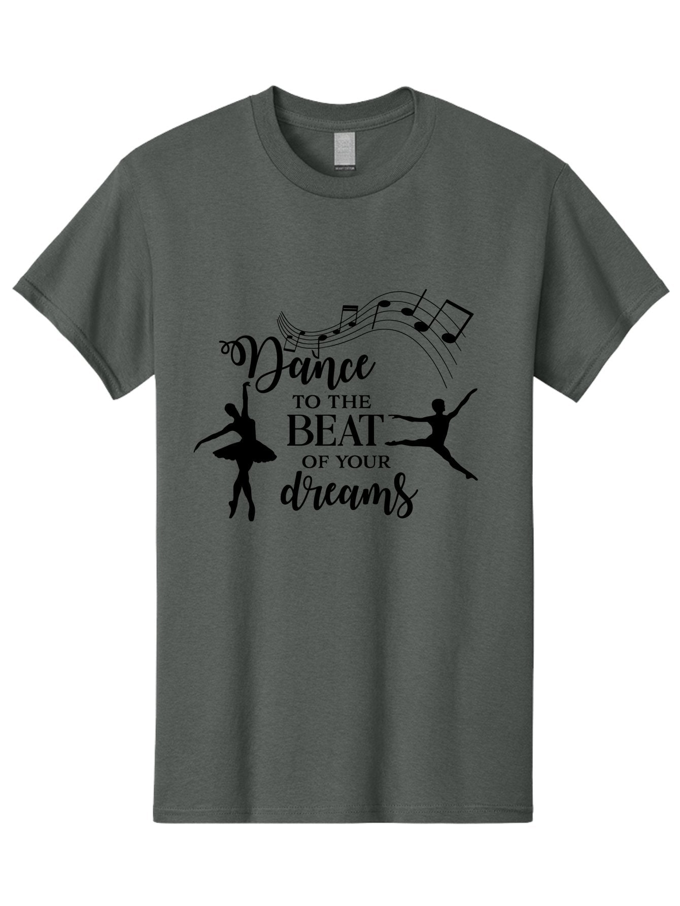 Dance-To-The-Beat-Of-Your-Dreams Men'S Graphic Tee, 100% Cotton, Comfortable Casual Summer Wear, Machine Washable, Dance Inspiration, Motivational Quote, Ballet Dancers, Rhythmic Movement, Dancing Silhouettes, Music Notes, Inspirational Words, Aac624 10