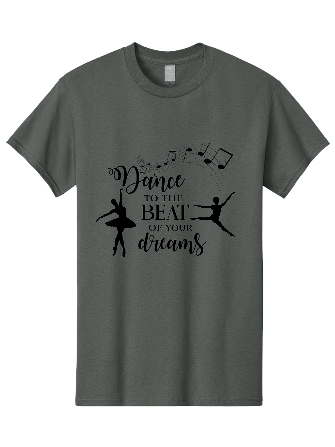 Dance-To-The-Beat-Of-Your-Dreams Men'S Graphic Tee, 100% Cotton, Comfortable Casual Summer Wear, Machine Washable, Dance Inspiration, Motivational Quote, Ballet Dancers, Rhythmic Movement, Dancing Silhouettes, Music Notes, Inspirational Words, Aac624 27