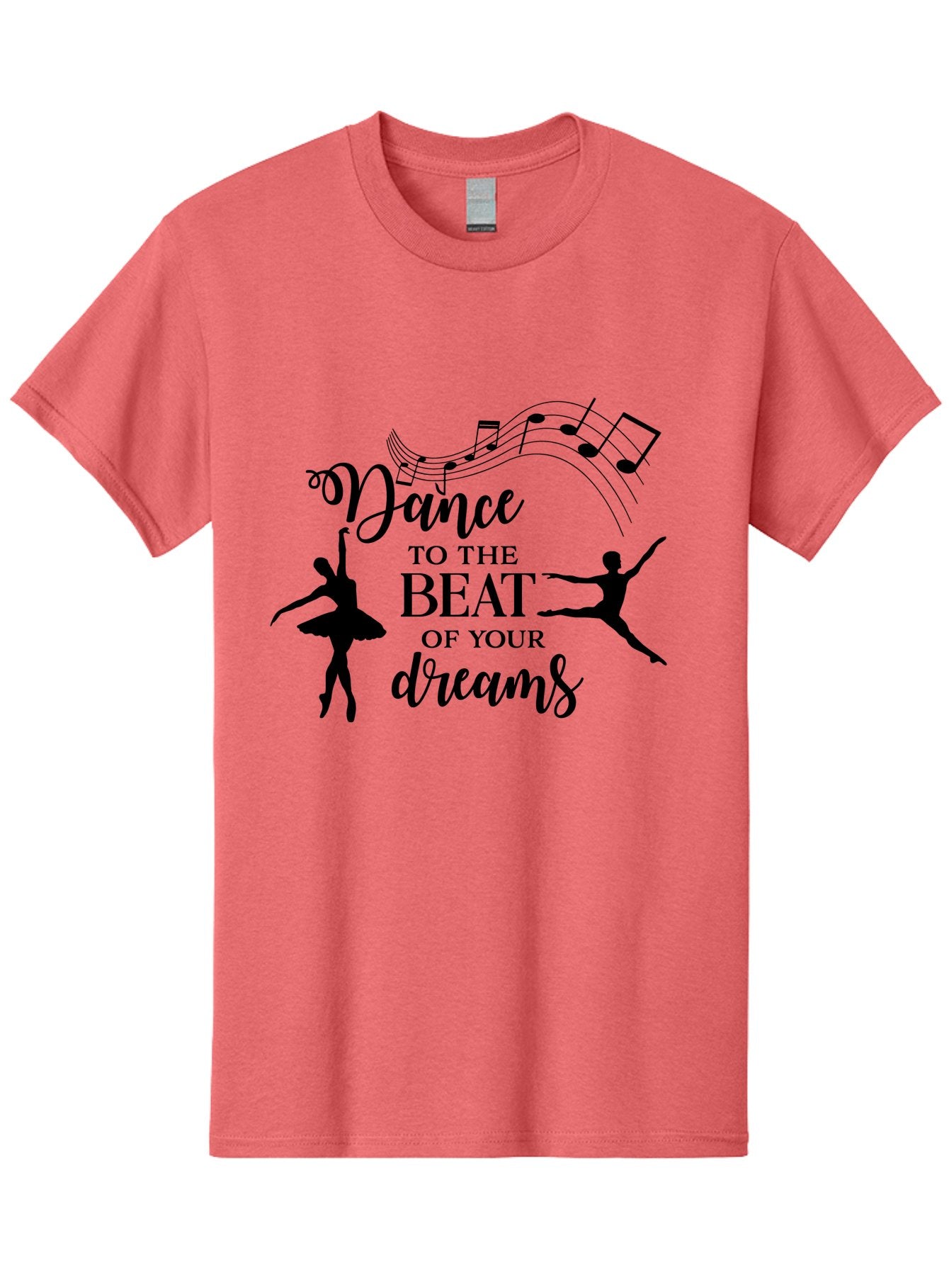 Dance-To-The-Beat-Of-Your-Dreams Men'S Graphic Tee, 100% Cotton, Comfortable Casual Summer Wear, Machine Washable, Dance Inspiration, Motivational Quote, Ballet Dancers, Rhythmic Movement, Dancing Silhouettes, Music Notes, Inspirational Words, Aac624 12
