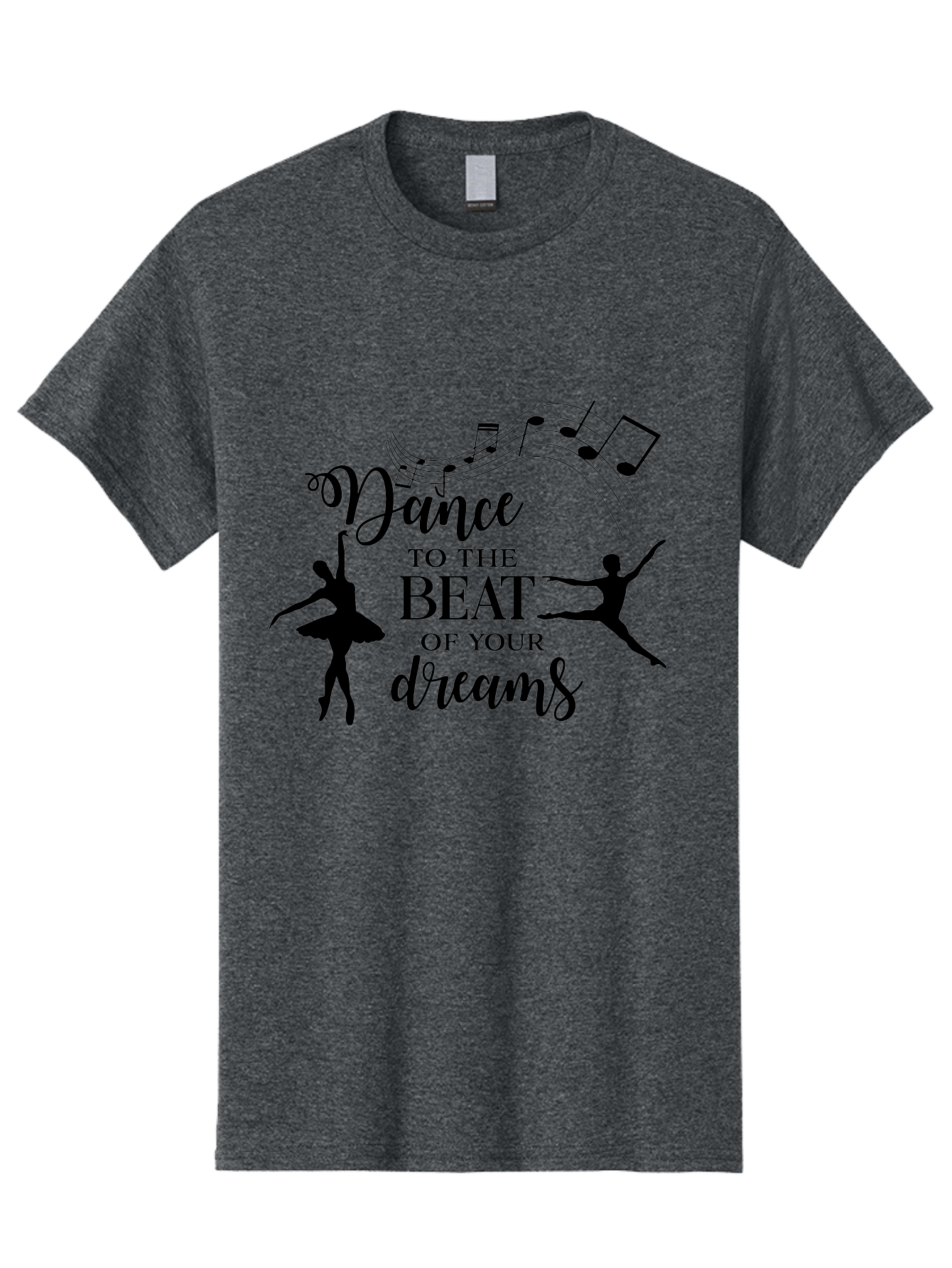 Dance-To-The-Beat-Of-Your-Dreams Men'S Graphic Tee, 100% Cotton, Comfortable Casual Summer Wear, Machine Washable, Dance Inspiration, Motivational Quote, Ballet Dancers, Rhythmic Movement, Dancing Silhouettes, Music Notes, Inspirational Words, Aac624 19