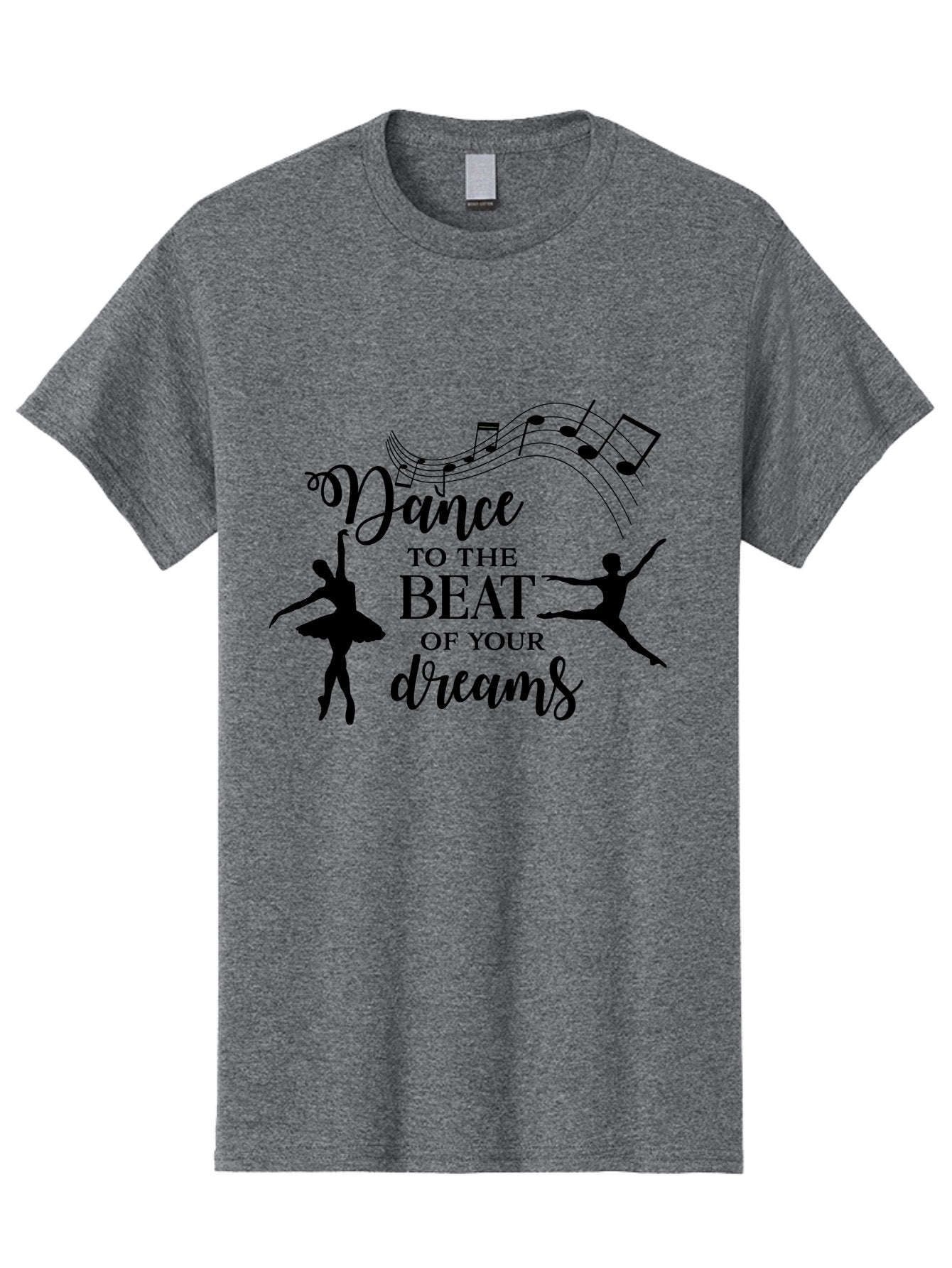 Dance-To-The-Beat-Of-Your-Dreams Men'S Graphic Tee, 100% Cotton, Comfortable Casual Summer Wear, Machine Washable, Dance Inspiration, Motivational Quote, Ballet Dancers, Rhythmic Movement, Dancing Silhouettes, Music Notes, Inspirational Words, Aac624 15