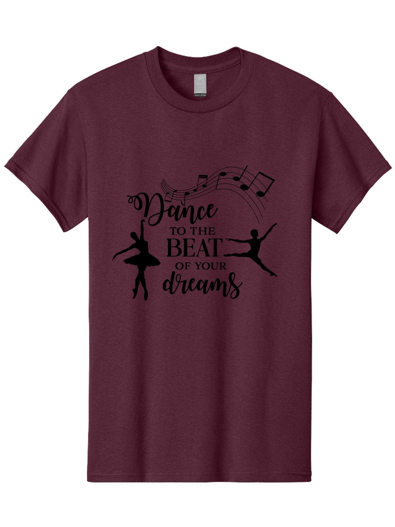 Dance-To-The-Beat-Of-Your-Dreams Men'S Graphic Tee, 100% Cotton, Comfortable Casual Summer Wear, Machine Washable, Dance Inspiration, Motivational Quote, Ballet Dancers, Rhythmic Movement, Dancing Silhouettes, Music Notes, Inspirational Words, Aac624 11