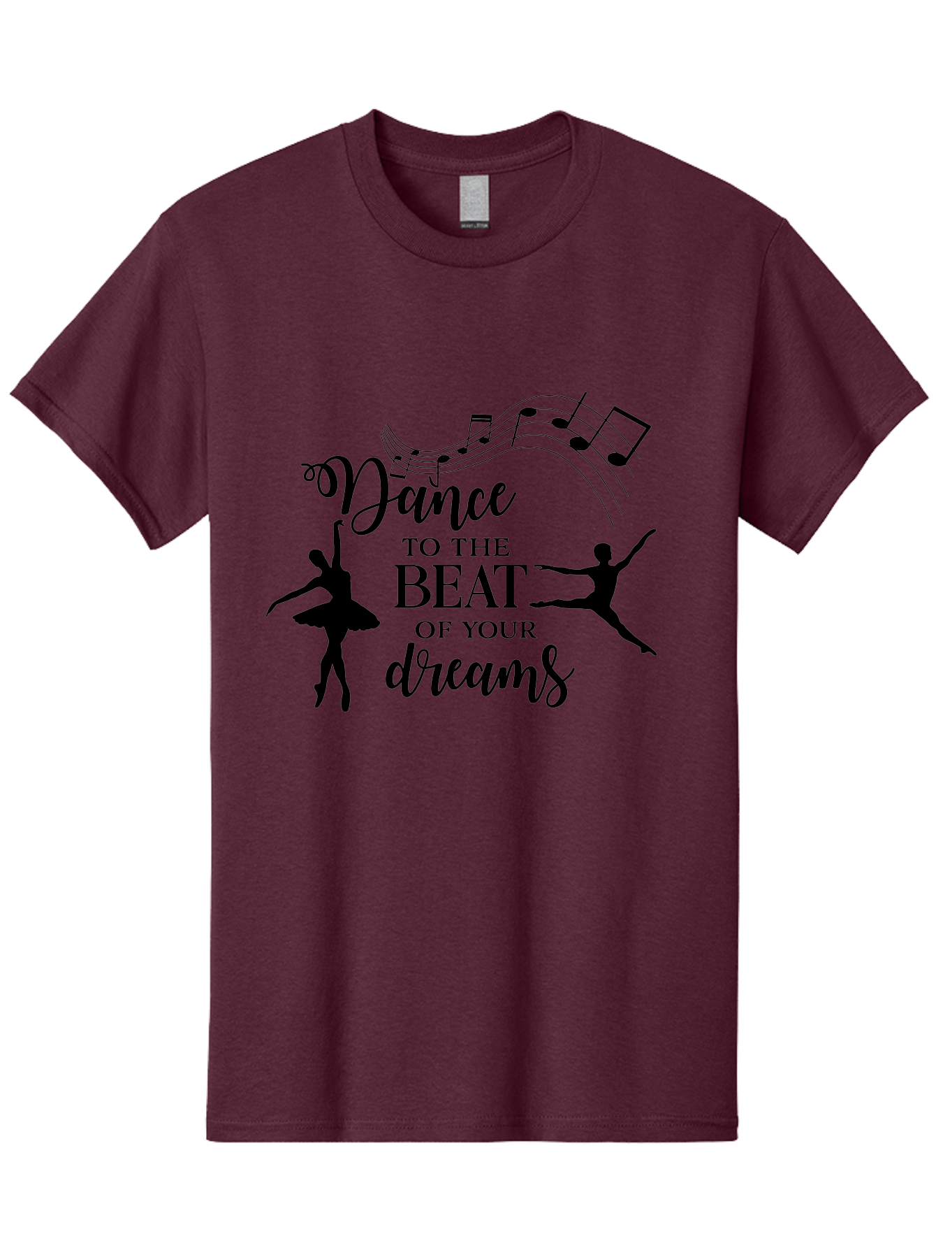 Dance-To-The-Beat-Of-Your-Dreams Men'S Graphic Tee, 100% Cotton, Comfortable Casual Summer Wear, Machine Washable, Dance Inspiration, Motivational Quote, Ballet Dancers, Rhythmic Movement, Dancing Silhouettes, Music Notes, Inspirational Words, Aac624 7