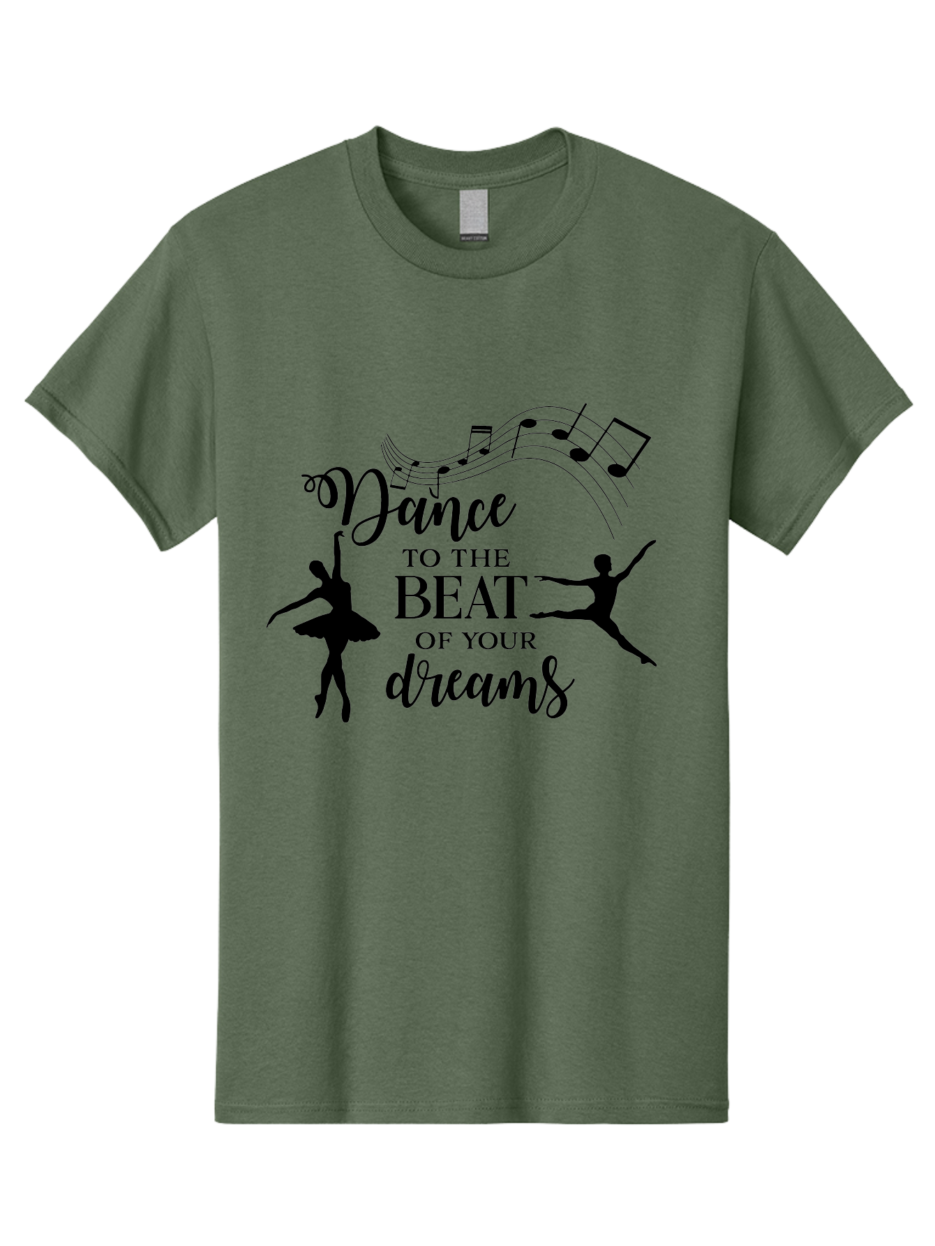 Dance-To-The-Beat-Of-Your-Dreams Men'S Graphic Tee, 100% Cotton, Comfortable Casual Summer Wear, Machine Washable, Dance Inspiration, Motivational Quote, Ballet Dancers, Rhythmic Movement, Dancing Silhouettes, Music Notes, Inspirational Words, Aac624 23
