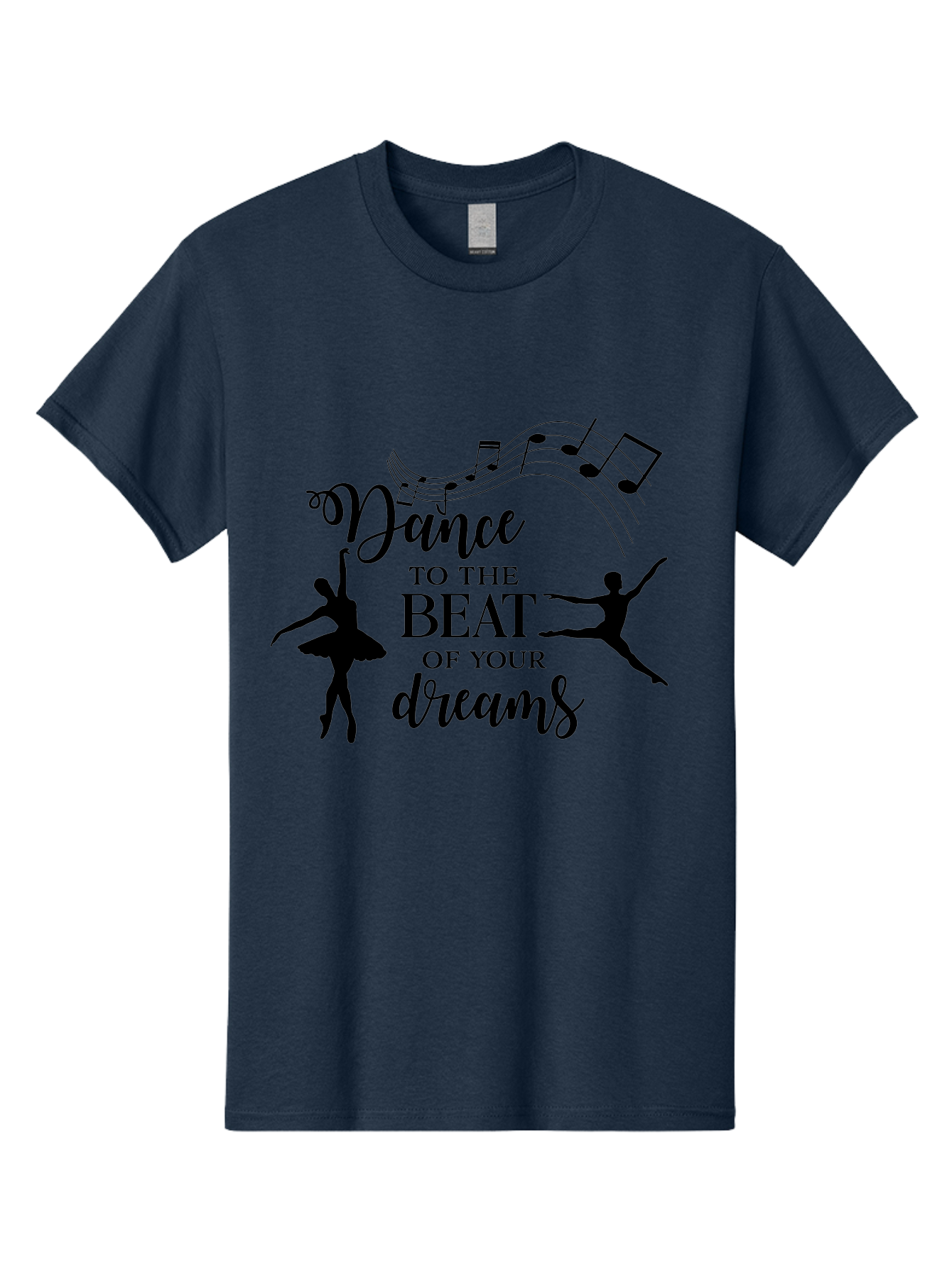 Dance-To-The-Beat-Of-Your-Dreams Men'S Graphic Tee, 100% Cotton, Comfortable Casual Summer Wear, Machine Washable, Dance Inspiration, Motivational Quote, Ballet Dancers, Rhythmic Movement, Dancing Silhouettes, Music Notes, Inspirational Words, Aac624 11