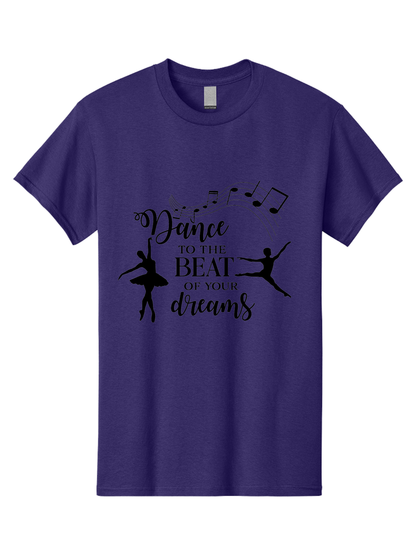 Dance-To-The-Beat-Of-Your-Dreams Men'S Graphic Tee, 100% Cotton, Comfortable Casual Summer Wear, Machine Washable, Dance Inspiration, Motivational Quote, Ballet Dancers, Rhythmic Movement, Dancing Silhouettes, Music Notes, Inspirational Words, Aac624 13