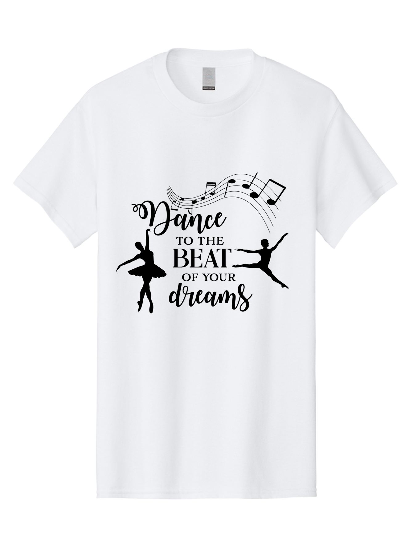 Dance-To-The-Beat-Of-Your-Dreams Men'S Graphic Tee, 100% Cotton, Comfortable Casual Summer Wear, Machine Washable, Dance Inspiration, Motivational Quote, Ballet Dancers, Rhythmic Movement, Dancing Silhouettes, Music Notes, Inspirational Words, Aac624 17