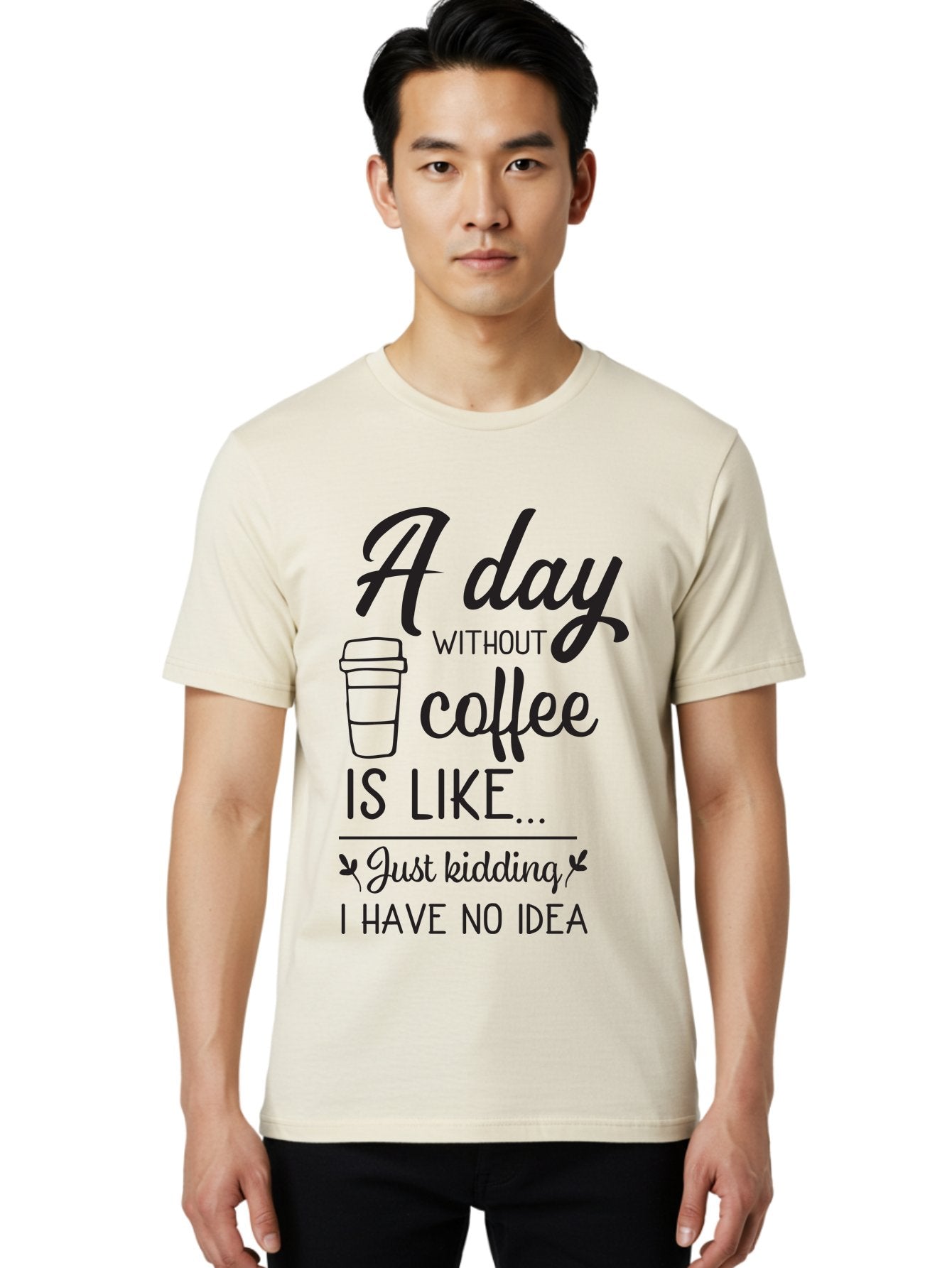 Day-Without-Coffee-Is-Like Men'S Graphic Tee, 100% Cotton, Comfortable Casual Summer Wear, Machine Washable, Humorous Quote, Coffee Lover, Funny Saying, Coffee Addiction, Coffee Quote, Coffee Humor, Caffeine Fix, Morning Coffee, Aac627 22