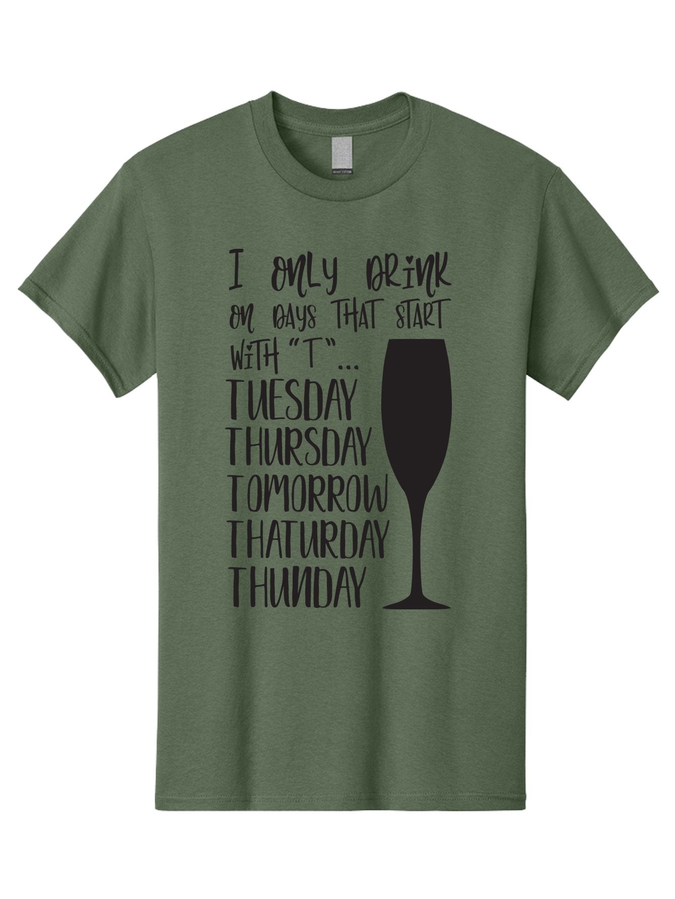 Days-That-Start-With-T Men'S Graphic Tee, 100% Cotton, Comfortable Casual Summer Wear, Machine Washable, Humorous Quote, Funny Saying, Wine Glass, Drinking Joke, Tuesday, Thursday, Tomorrow, That'Urday, Thunday, Playful Humor, Party Vibes, Aac628 11