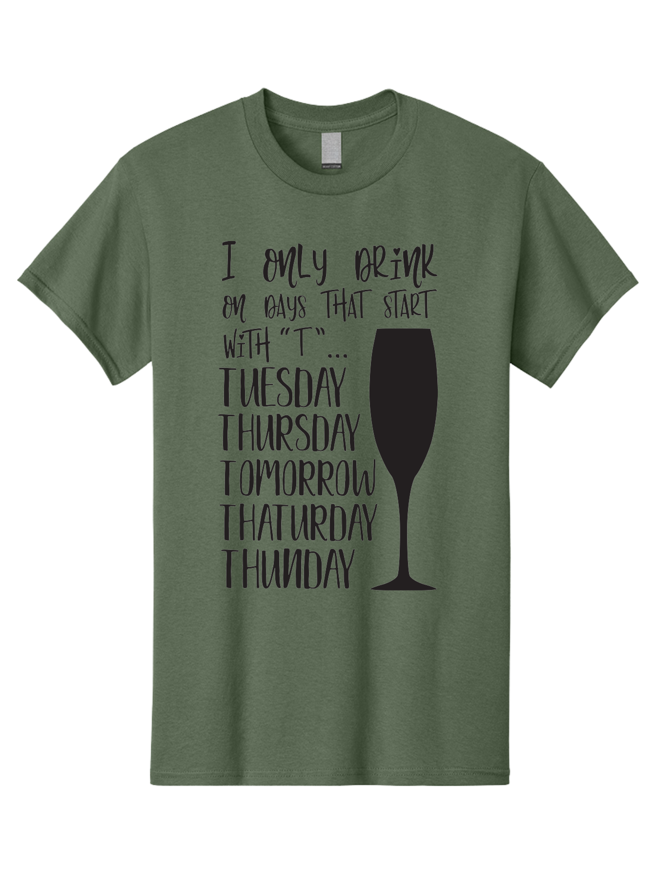 Days-That-Start-With-T Men'S Graphic Tee, 100% Cotton, Comfortable Casual Summer Wear, Machine Washable, Humorous Quote, Funny Saying, Wine Glass, Drinking Joke, Tuesday, Thursday, Tomorrow, That'Urday, Thunday, Playful Humor, Party Vibes, Aac628 7