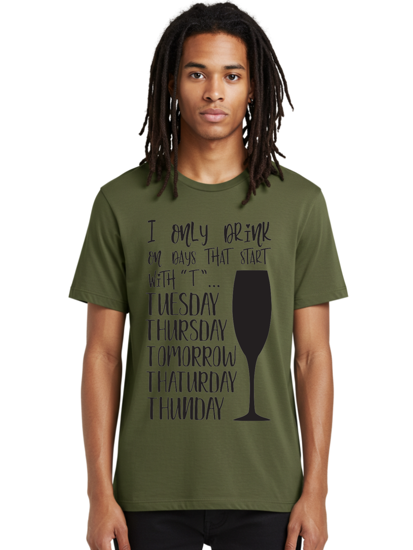 Days-That-Start-With-T Men'S Graphic Tee, 100% Cotton, Comfortable Casual Summer Wear, Machine Washable, Humorous Quote, Funny Saying, Wine Glass, Drinking Joke, Tuesday, Thursday, Tomorrow, That'Urday, Thunday, Playful Humor, Party Vibes, Aac628 8