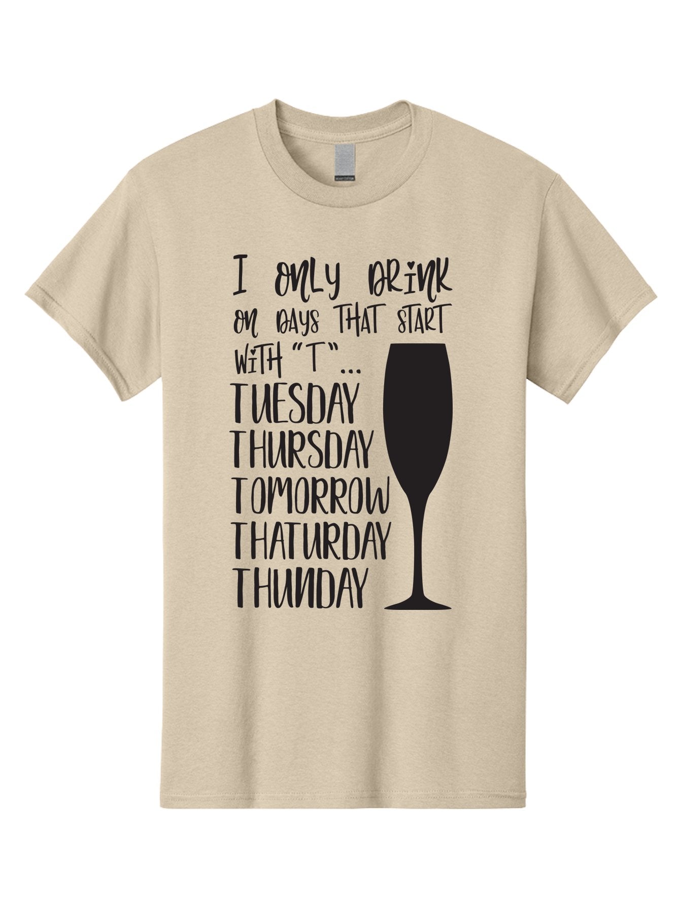 Days-That-Start-With-T Men'S Graphic Tee, 100% Cotton, Comfortable Casual Summer Wear, Machine Washable, Humorous Quote, Funny Saying, Wine Glass, Drinking Joke, Tuesday, Thursday, Tomorrow, That'Urday, Thunday, Playful Humor, Party Vibes, Aac628 8