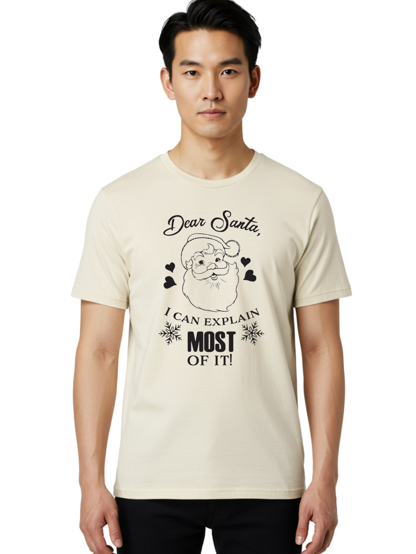 Dear-Santa-I-Can-Explain Men'S Graphic Tee, 100% Cotton, Comfortable Casual Summer Wear, Machine Washable, Humorous Santa Claus, Funny Christmas Quote, Dear Santa I Can Explain Most Of It, Christmas Humor, Holiday Joke, Santa Illustration, Aac630 24