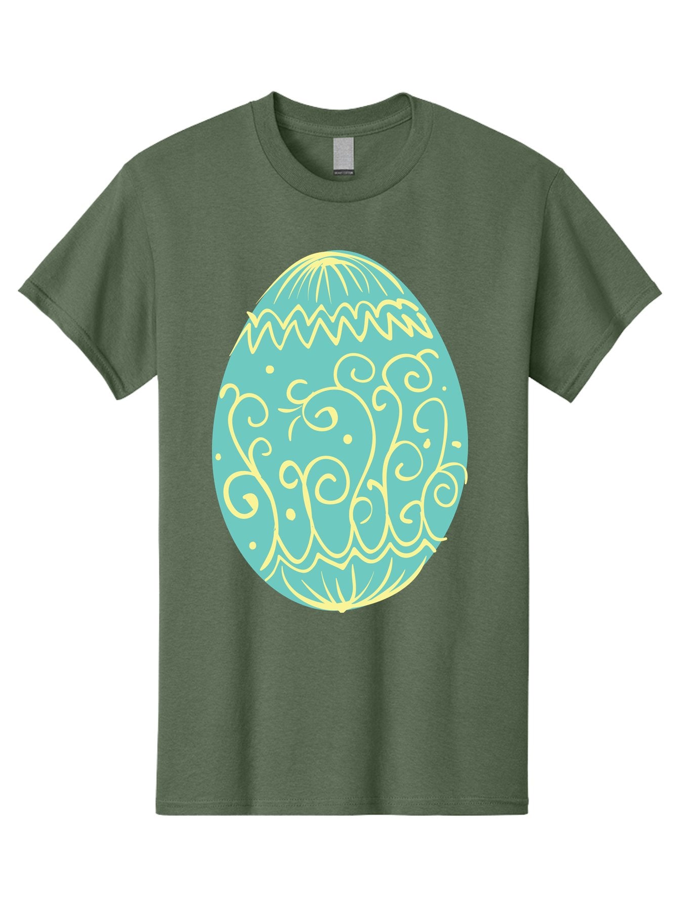 Decorated-Easter-Egg-1 Men'S Graphic Tee, 100% Cotton, Comfortable Casual Summer Wear, Machine Washable, Decorative Easter Egg, Yellow Swirls, Blue Egg, Festive Design, Spring Theme, Easter Symbol, Intricate Patterns, Abstract Art, Aac632 7