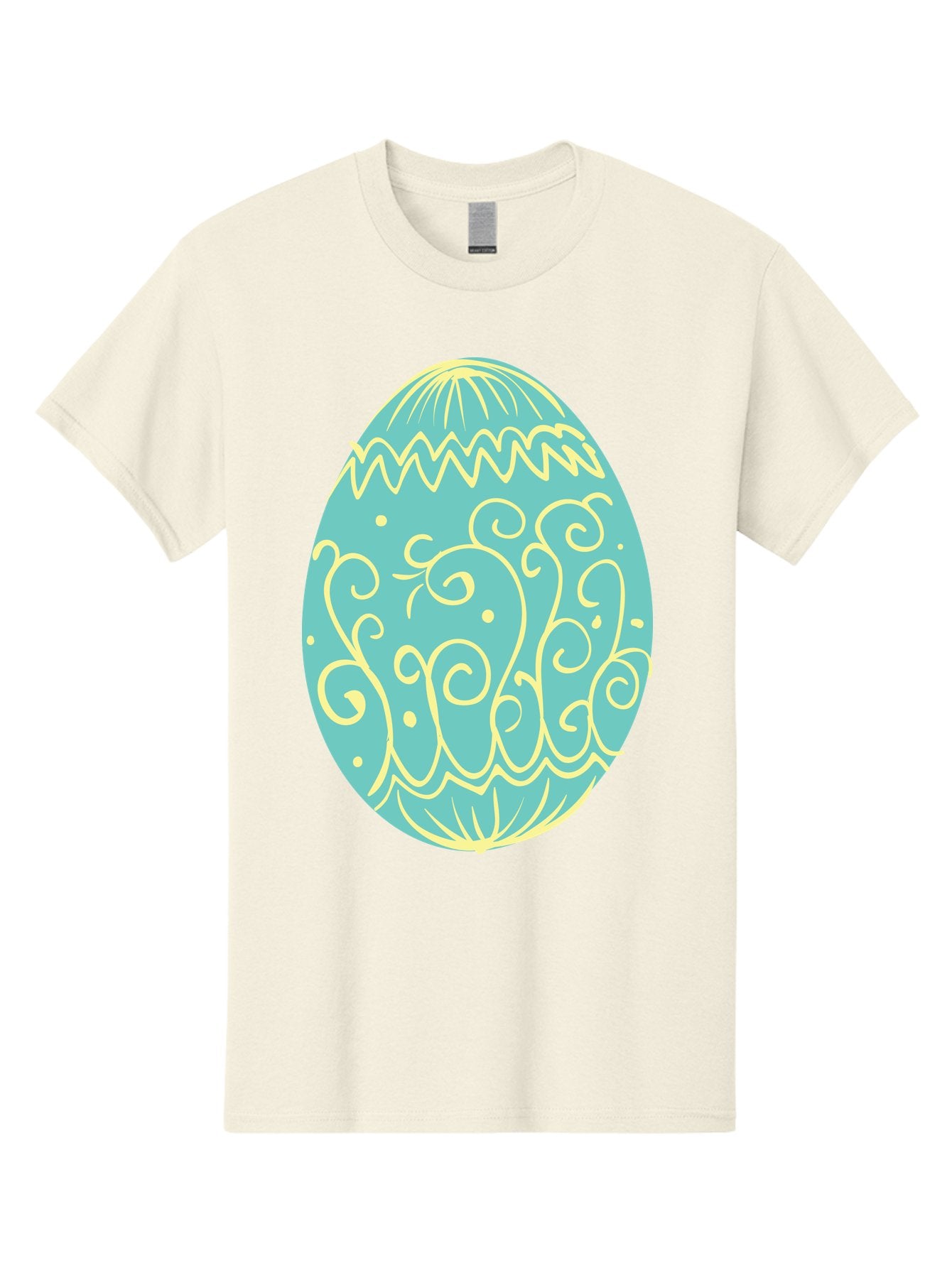 Decorated-Easter-Egg-1 Men'S Graphic Tee, 100% Cotton, Comfortable Casual Summer Wear, Machine Washable, Decorative Easter Egg, Yellow Swirls, Blue Egg, Festive Design, Spring Theme, Easter Symbol, Intricate Patterns, Abstract Art, Aac632 14