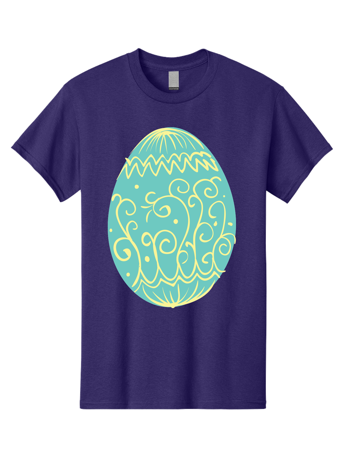 Decorated-Easter-Egg-1 Men'S Graphic Tee, 100% Cotton, Comfortable Casual Summer Wear, Machine Washable, Decorative Easter Egg, Yellow Swirls, Blue Egg, Festive Design, Spring Theme, Easter Symbol, Intricate Patterns, Abstract Art, Aac632 21