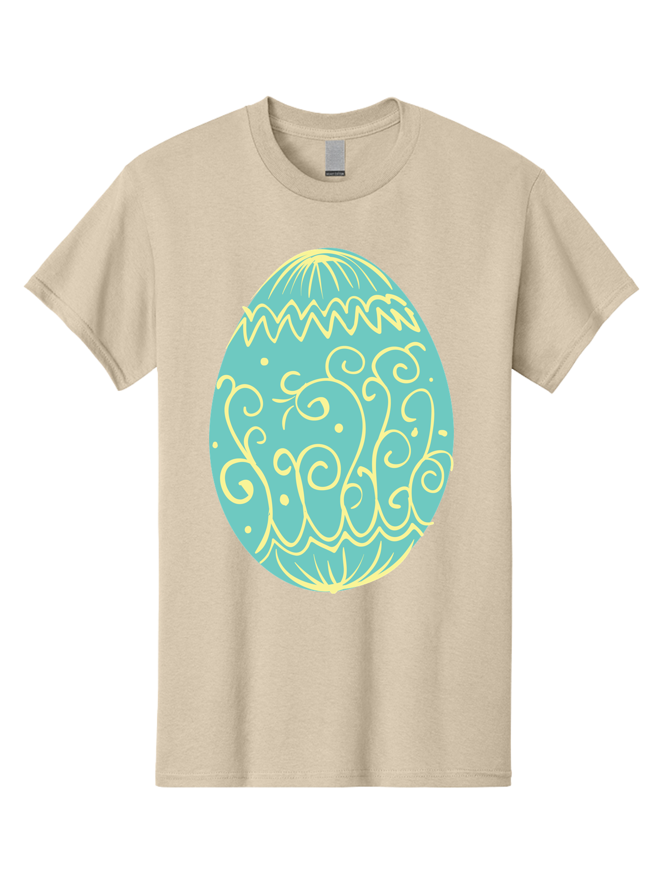 Decorated-Easter-Egg-1 Men'S Graphic Tee, 100% Cotton, Comfortable Casual Summer Wear, Machine Washable, Decorative Easter Egg, Yellow Swirls, Blue Egg, Festive Design, Spring Theme, Easter Symbol, Intricate Patterns, Abstract Art, Aac632 13