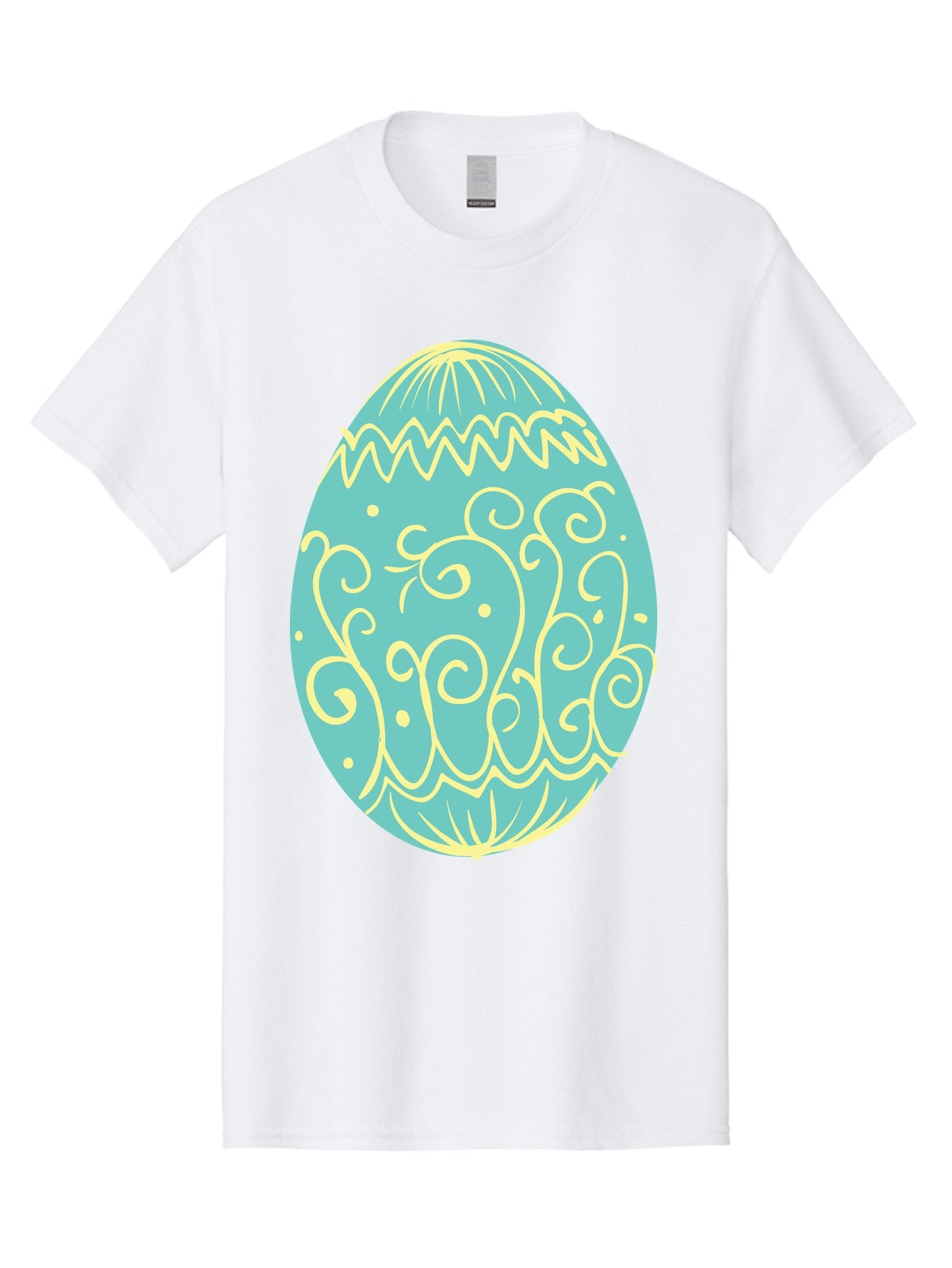 Decorated-Easter-Egg-1 Men'S Graphic Tee, 100% Cotton, Comfortable Casual Summer Wear, Machine Washable, Decorative Easter Egg, Yellow Swirls, Blue Egg, Festive Design, Spring Theme, Easter Symbol, Intricate Patterns, Abstract Art, Aac632 9