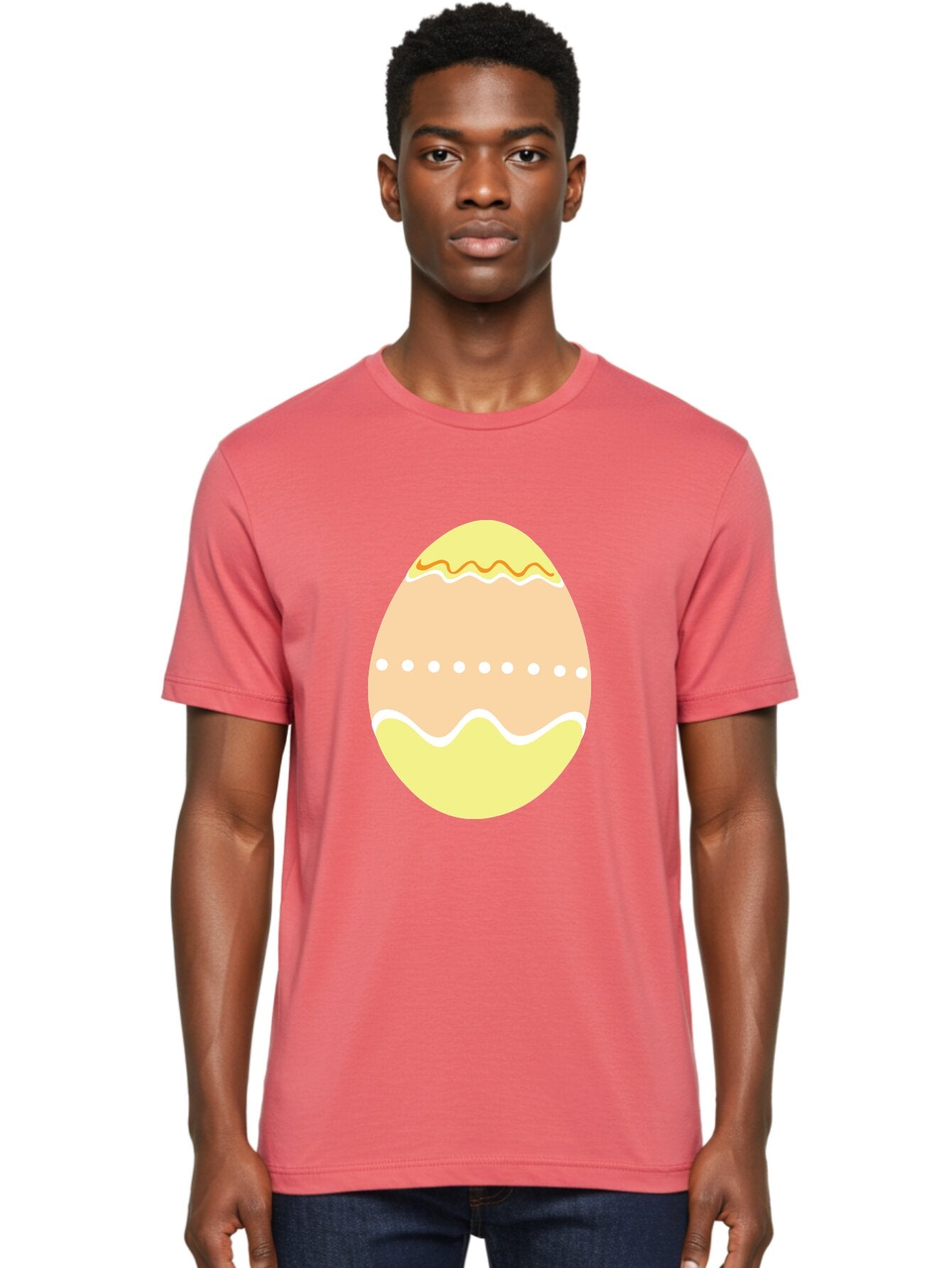 Decorated-Easter-Egg-2 Men'S Graphic Tee, 100% Cotton, Comfortable Casual Summer Wear, Machine Washable, Easter Egg, Decorated Egg, Spring Theme, Vibrant Colors, Wavy Lines, Dotted Pattern, Festive Design, Pastel Colors, Holiday Decoration, Aac633 24