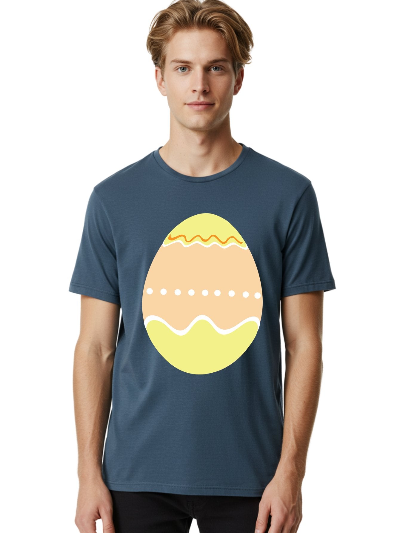 Decorated-Easter-Egg-2 Men'S Graphic Tee, 100% Cotton, Comfortable Casual Summer Wear, Machine Washable, Easter Egg, Decorated Egg, Spring Theme, Vibrant Colors, Wavy Lines, Dotted Pattern, Festive Design, Pastel Colors, Holiday Decoration, Aac633 29