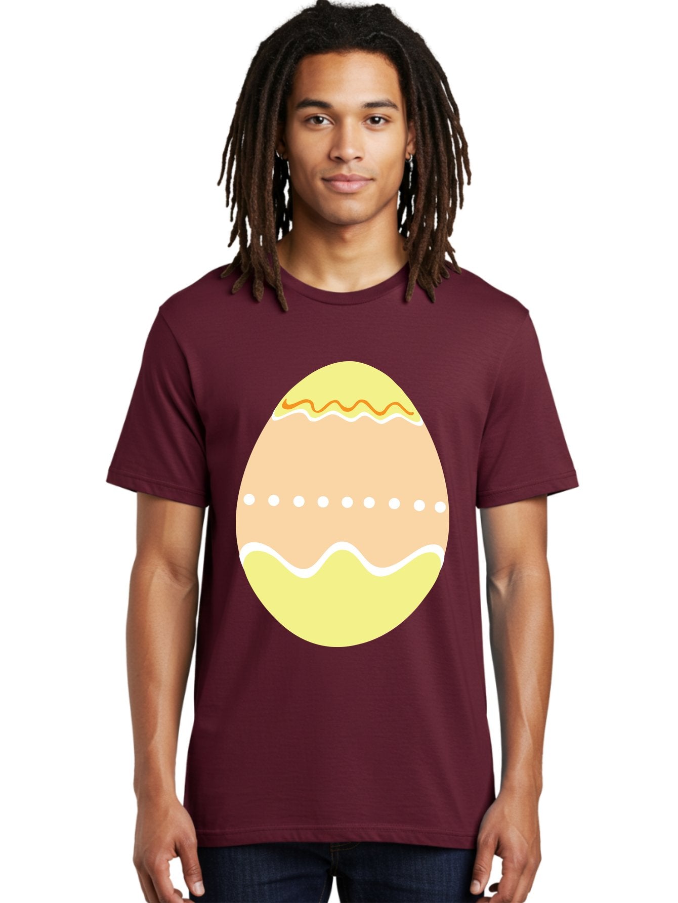 Decorated-Easter-Egg-2 Men'S Graphic Tee, 100% Cotton, Comfortable Casual Summer Wear, Machine Washable, Easter Egg, Decorated Egg, Spring Theme, Vibrant Colors, Wavy Lines, Dotted Pattern, Festive Design, Pastel Colors, Holiday Decoration, Aac633 22