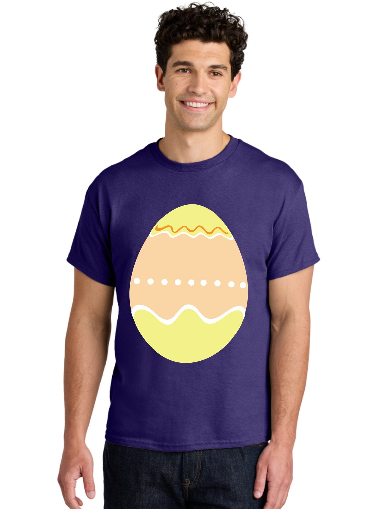 Decorated-Easter-Egg-2 Men'S Graphic Tee, 100% Cotton, Comfortable Casual Summer Wear, Machine Washable, Easter Egg, Decorated Egg, Spring Theme, Vibrant Colors, Wavy Lines, Dotted Pattern, Festive Design, Pastel Colors, Holiday Decoration, Aac633 26